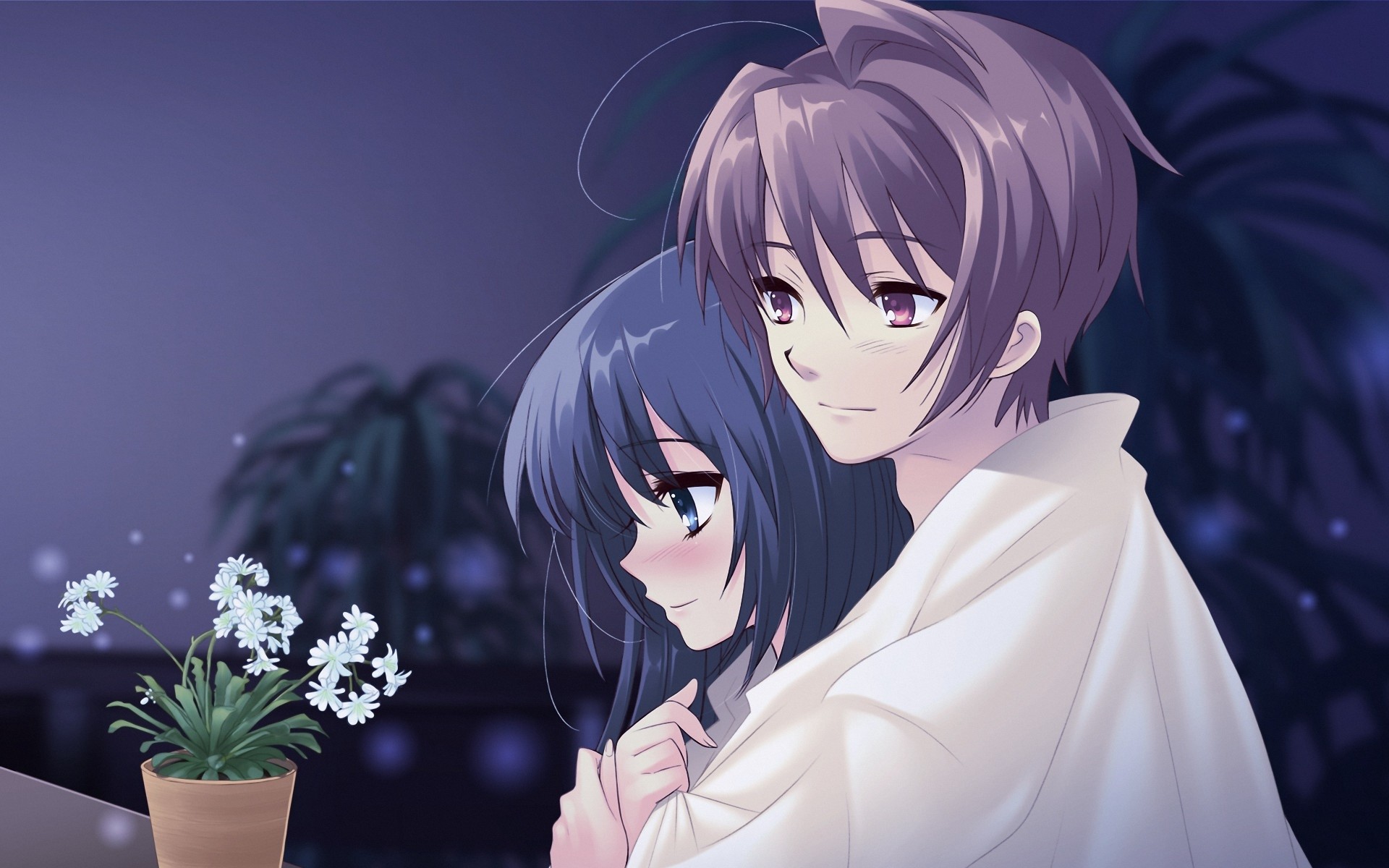 1920x1200 Cute Anime Couple Love Wallpaper