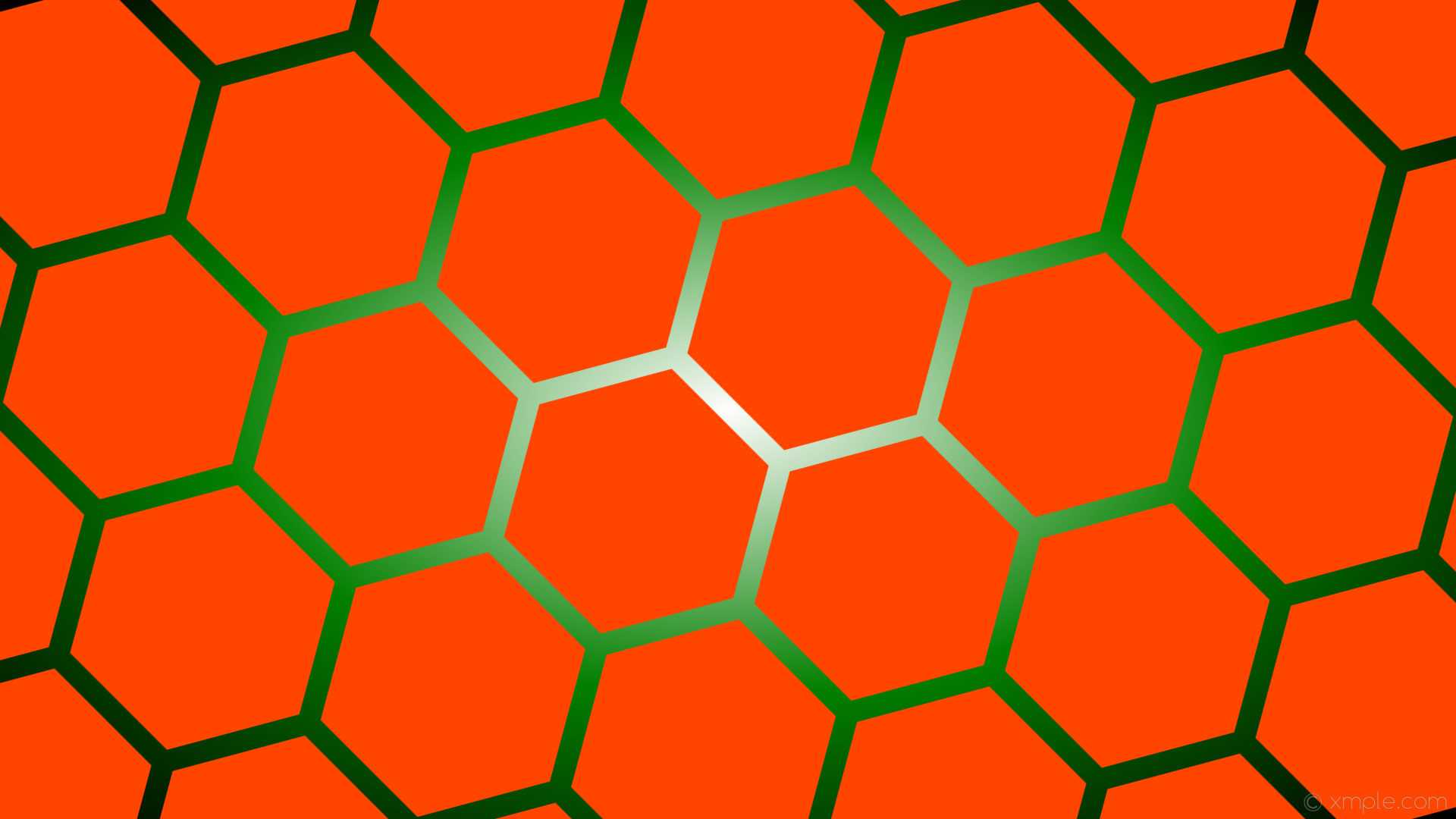 1920x1080 wallpaper hexagon glow gradient green white orange black orangered #ff4500  #ffffff #008000 diagonal