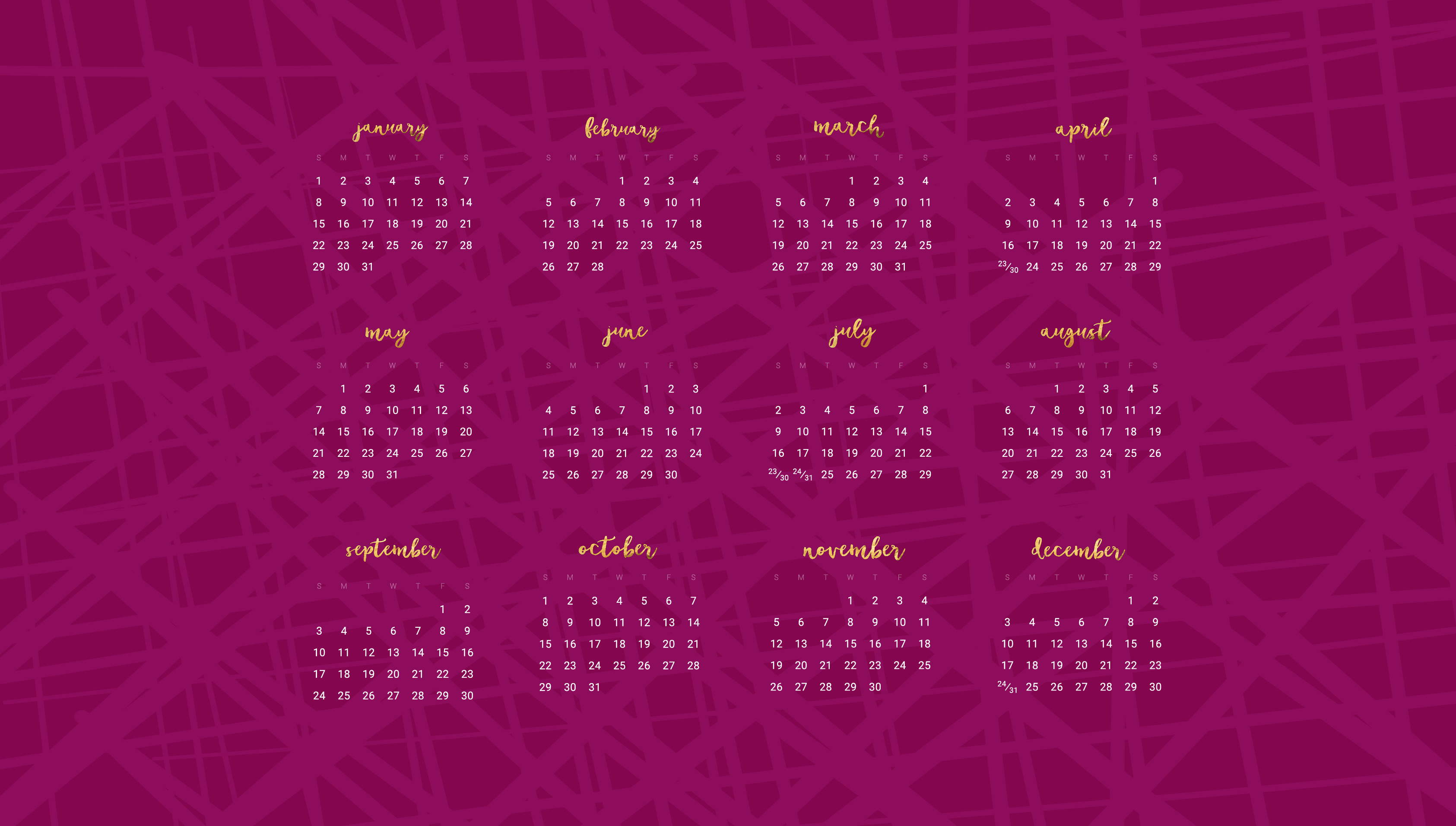 3371x1913 Free 2017 desktop wallpaper calendars