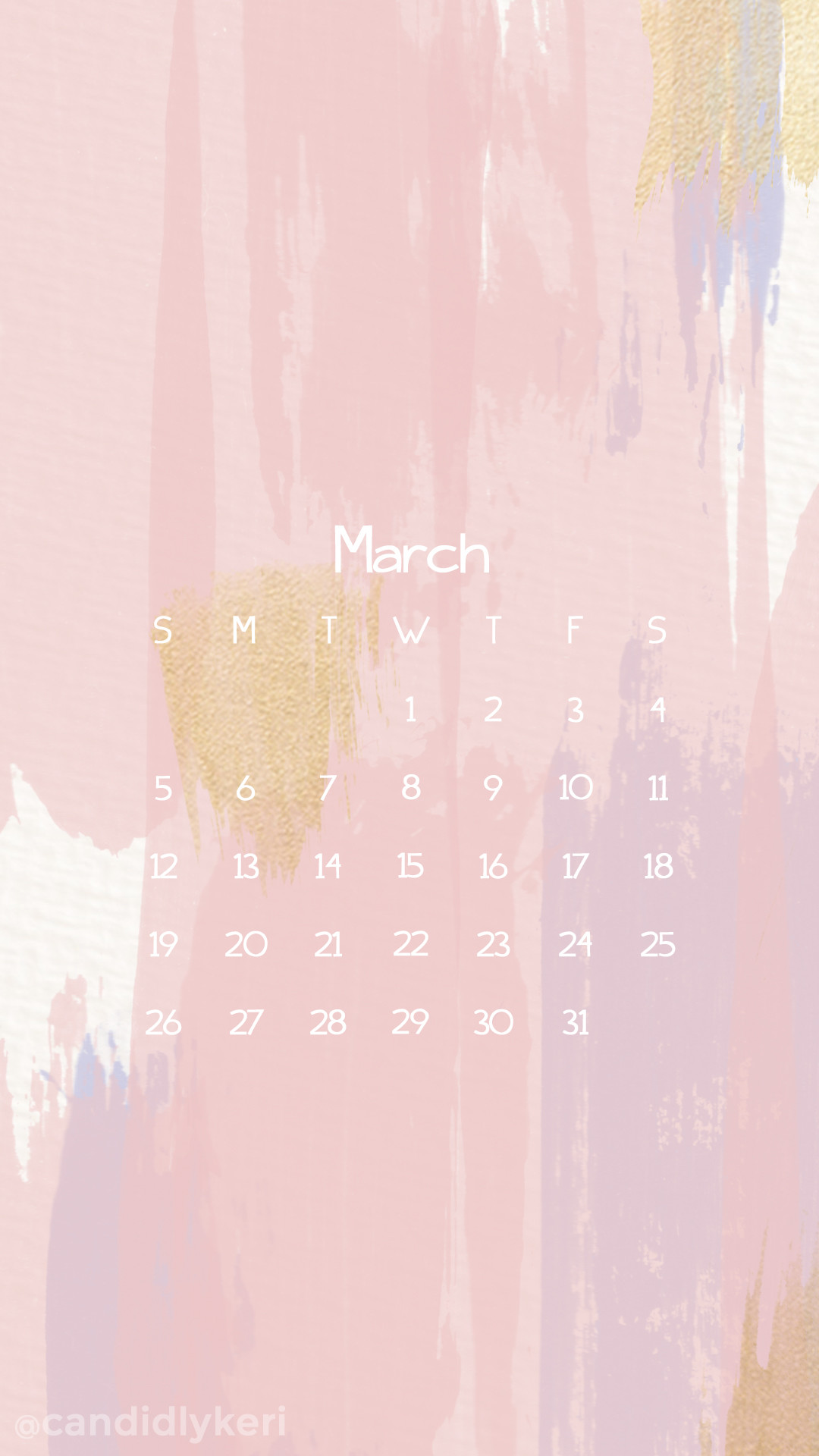 1080x1920 Pink stripes paint with blue, lavender and gold March calendar 2017  wallpaper you can download