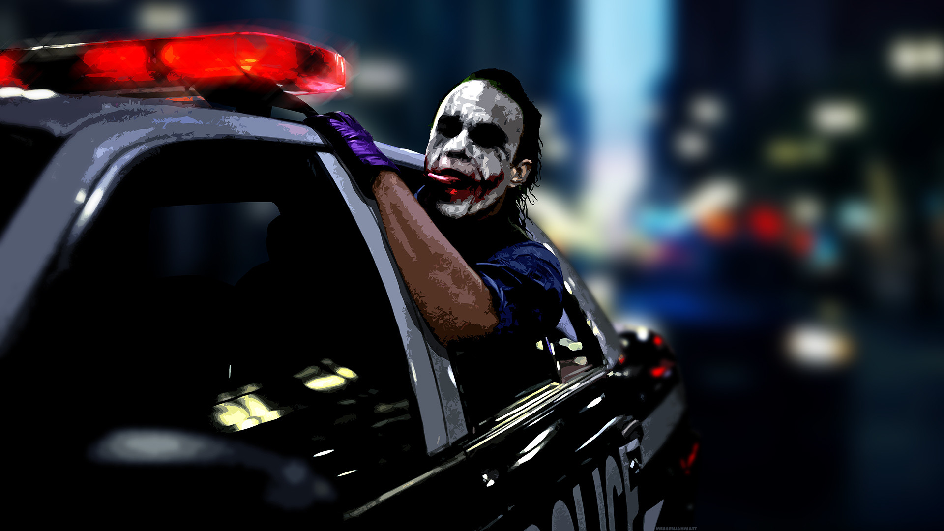 1920x1080 The Dark Knight The Joker clown police cars wallpaper (#740987) / Wallbase.