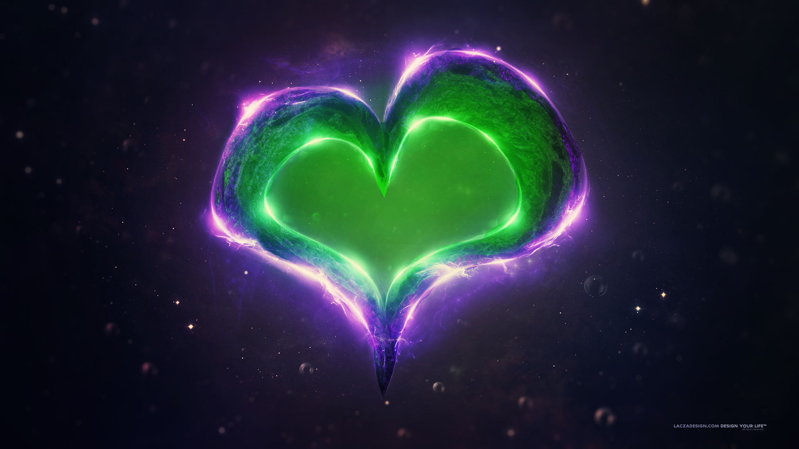 2560x1440 Green Purple Love Heart