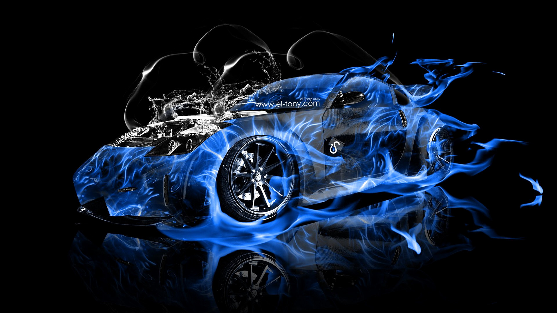 1920x1080 car nissan wallpaper design art abstract kokhan blue veilside water engine  fire