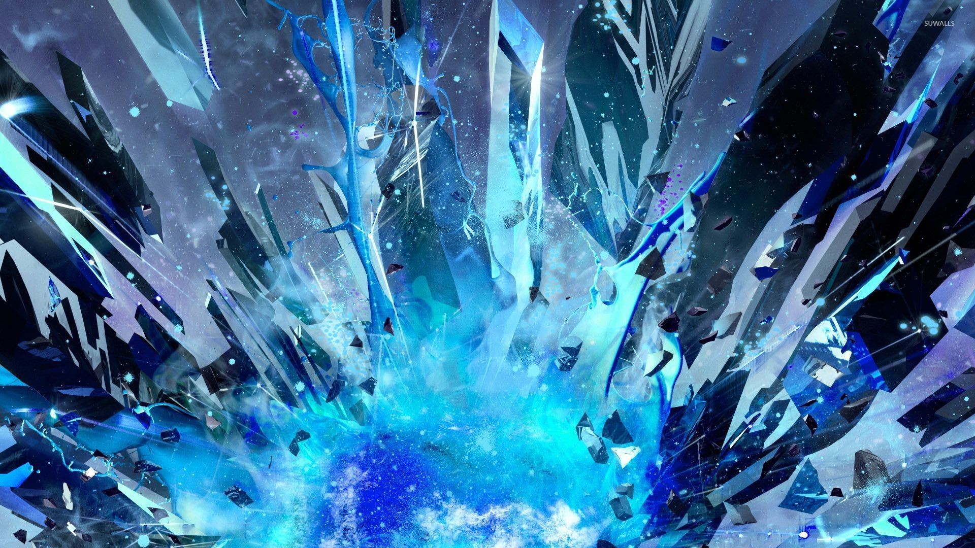 1920x1080 Blue crystal explosion wallpaper