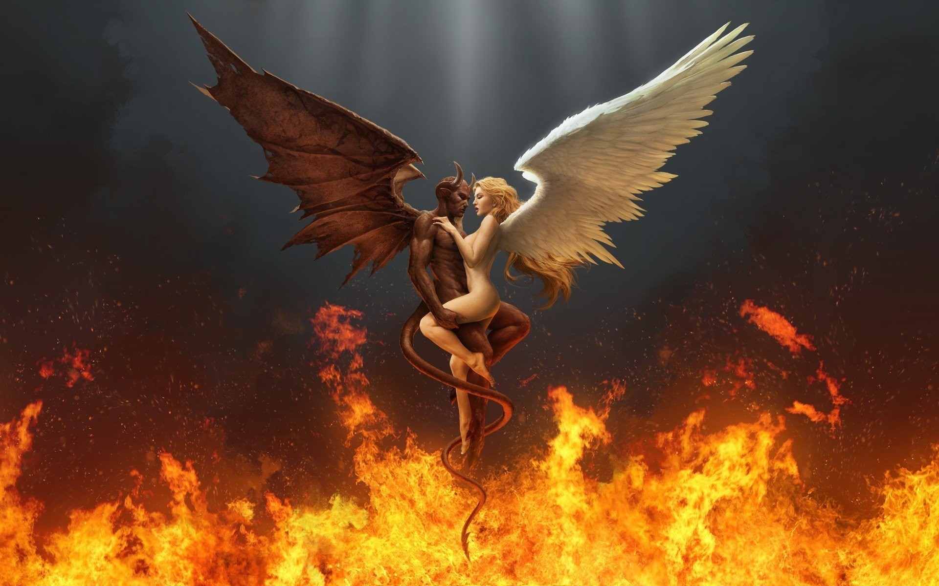 1920x1200 angel devil fire plexus wings
