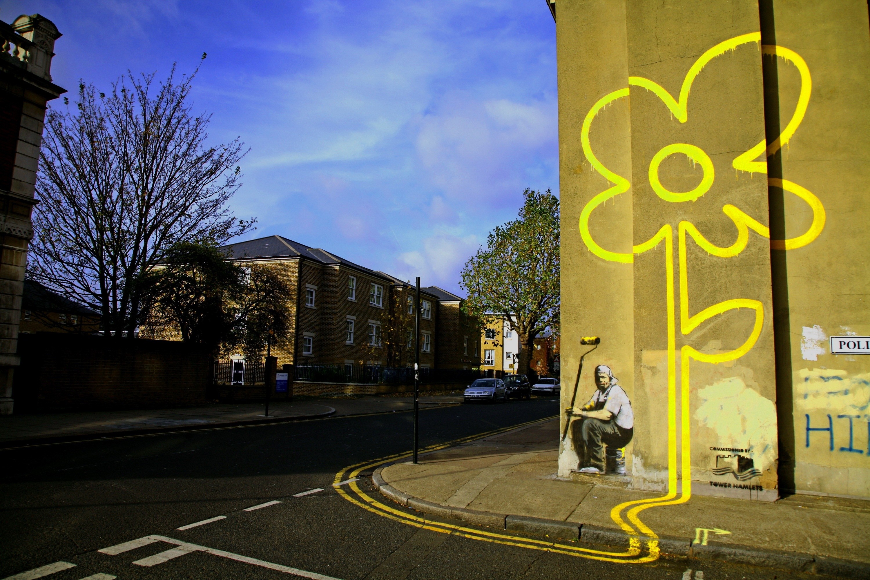 3000x2000 Graffiti, banksy, flower, city, Bristol, England