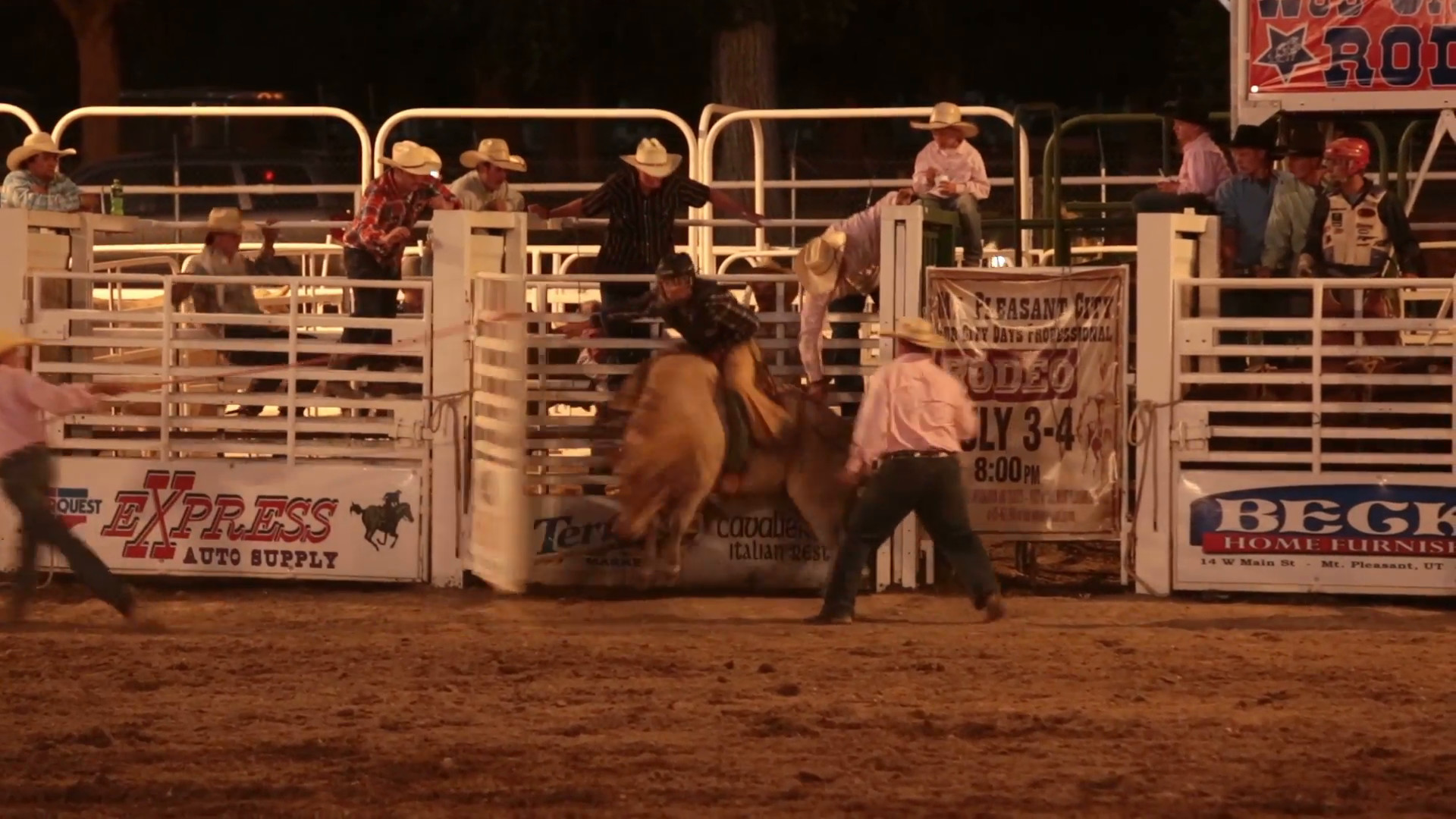 1920x1080 Rodeo bull ride night rural town. Rural fair, rodeo and community  celebration for 4th
