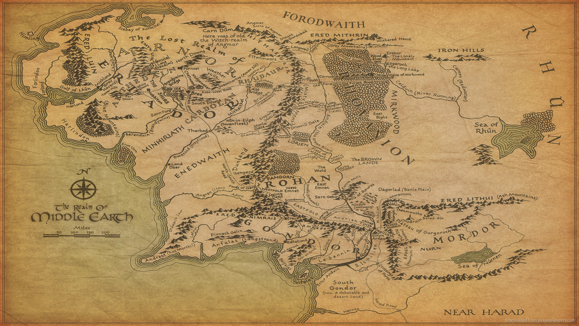 1920x1080 The map of Middle-earth picture