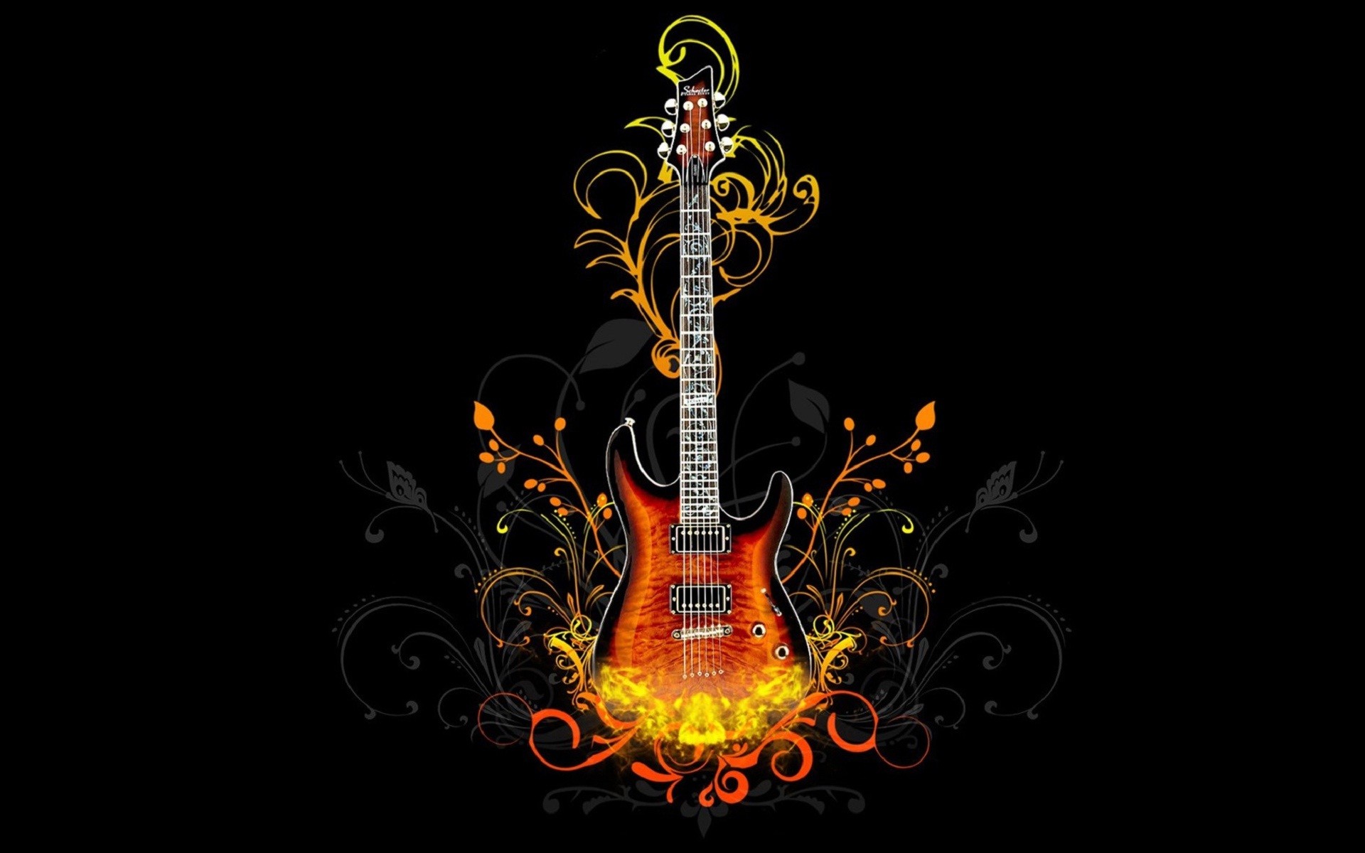 1920x1200 in Flames wallpaper from Skulls wallpapers Flaming Skull With Guitar  Wallpaper Hd ...
