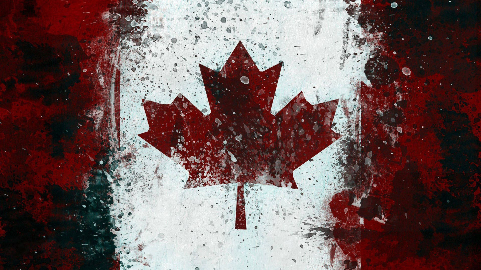 1920x1080 Canadian flag with paint drops .