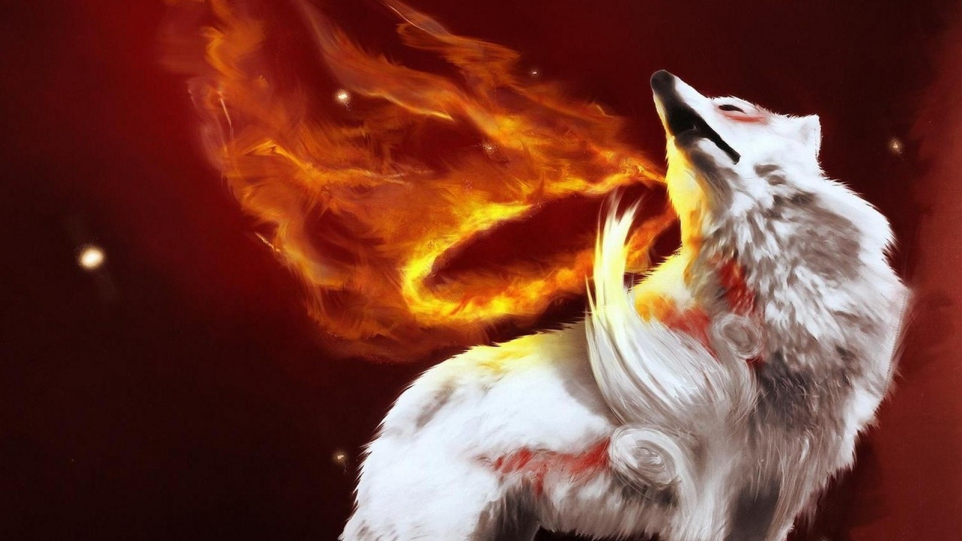 1920x1080 ... Background Full HD 1080p.  Wallpaper abstraction, fire, wolf,  gray, light
