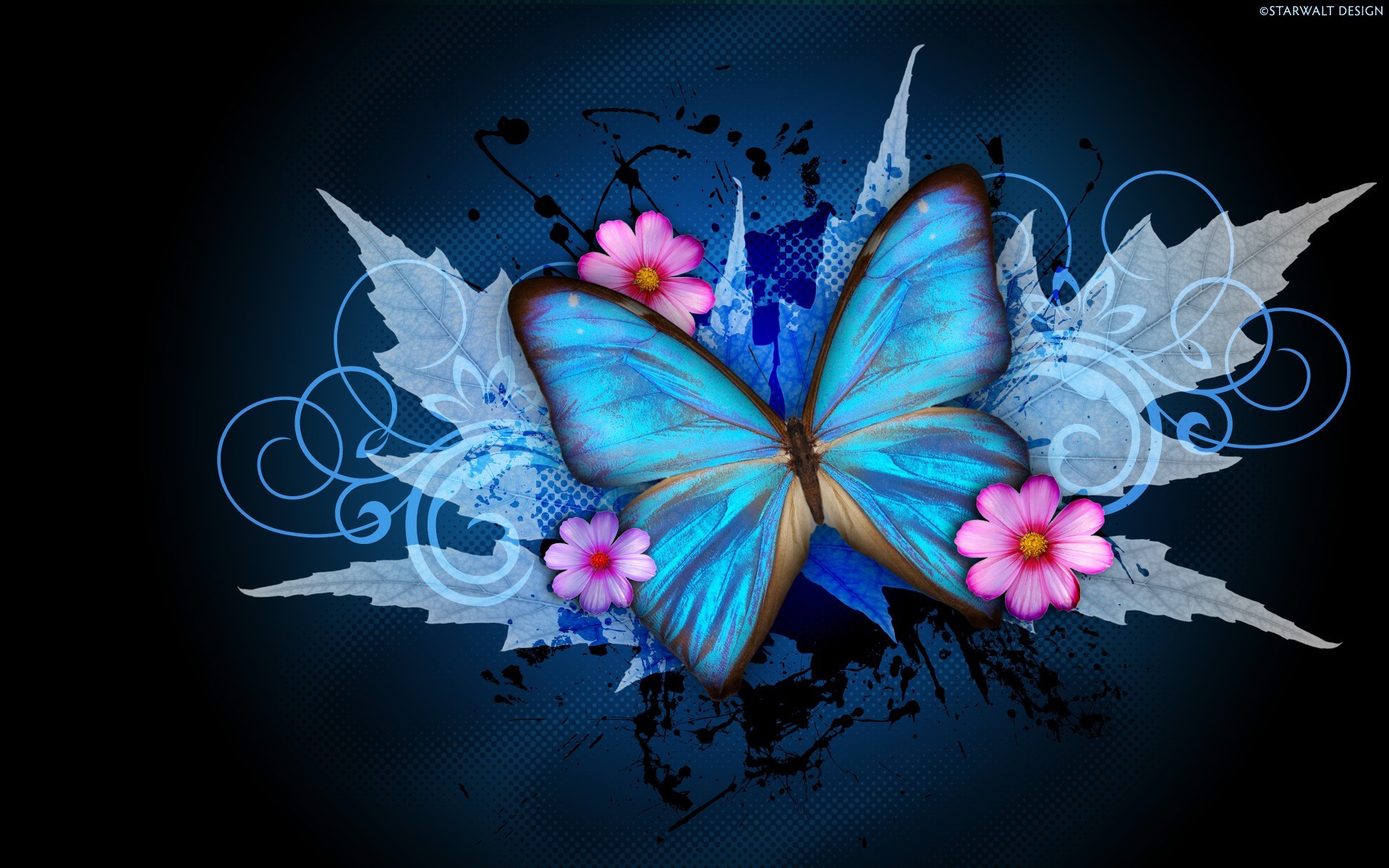 1920x1200 Cool Butterfly Wallpapers - WallpaperSafari Abstract Butterfly Wings Black  Background Vector Wallpaper At 3d .