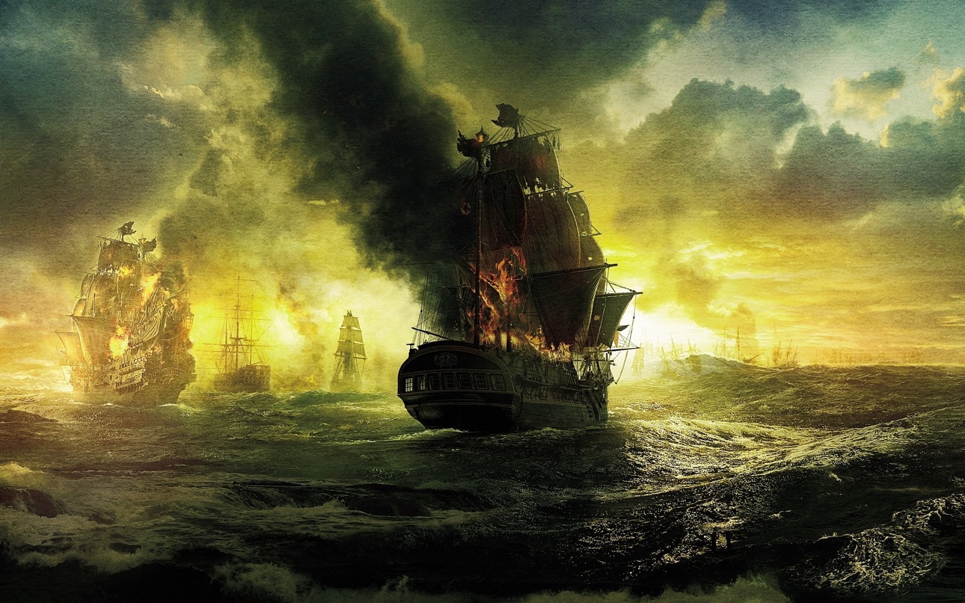 1920x1200 pirates of the caribbean on stranger tides the black pearl black pearl  ships sail fire waves