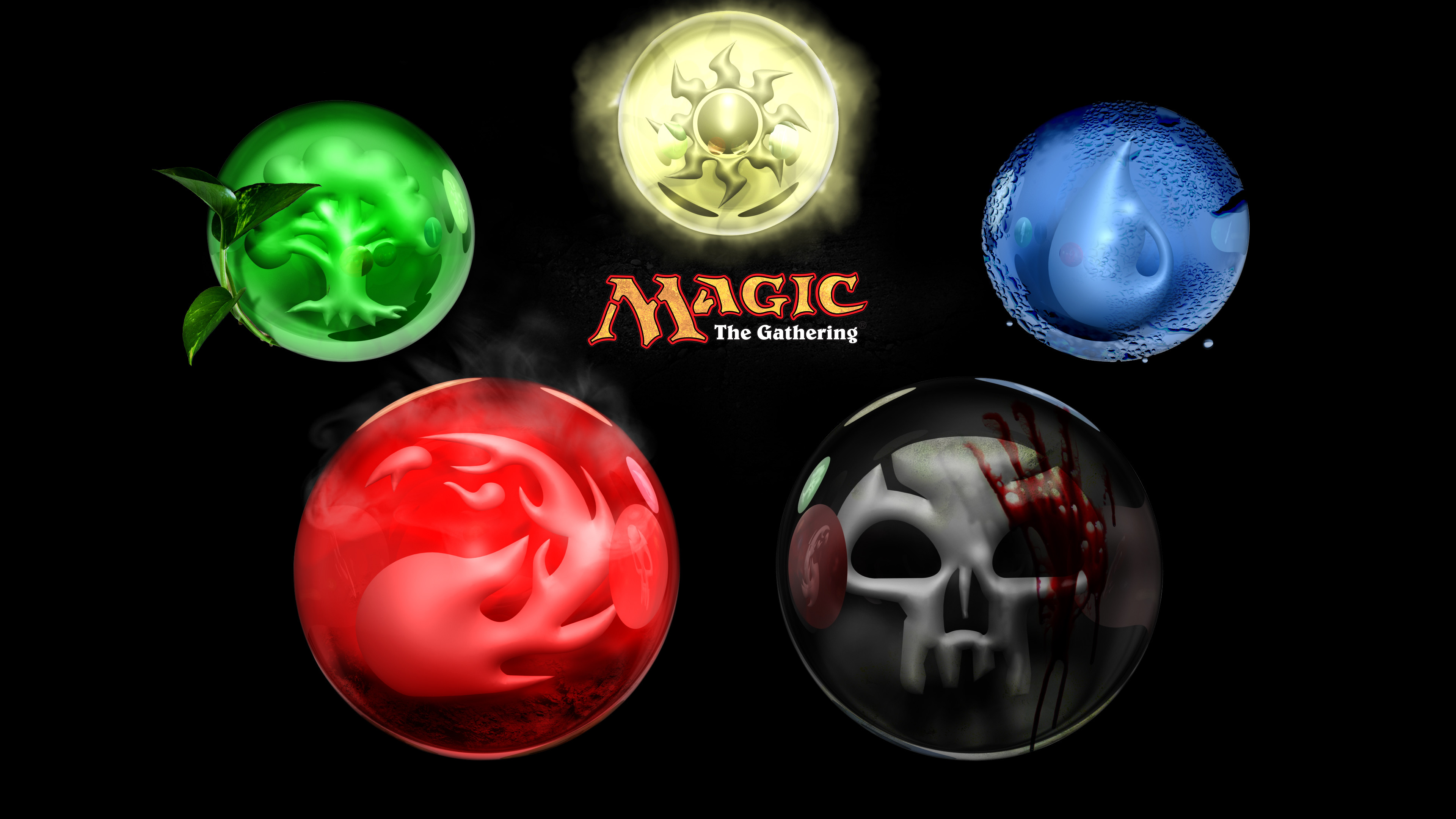 3840x2160 Game - Magic: The Gathering Colors 3D Element Game Marble Ball Wallpaper