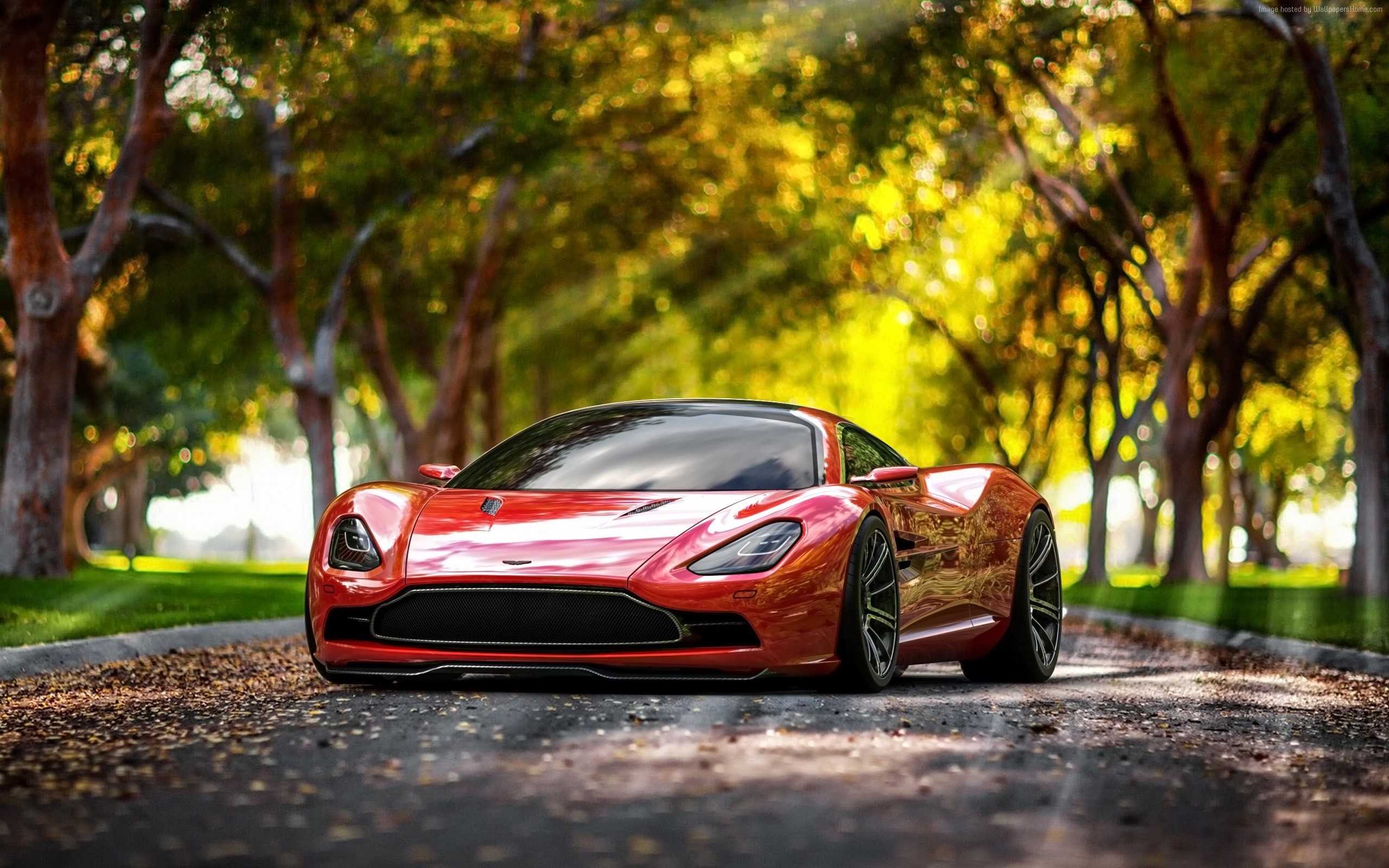 2560x1600 #luxury cars, #leaves, #Aston Martin DBC, #HD wallpaper, #supercar, #red,  #concept, #4k, #sports car, #autumn, #Aston Martin