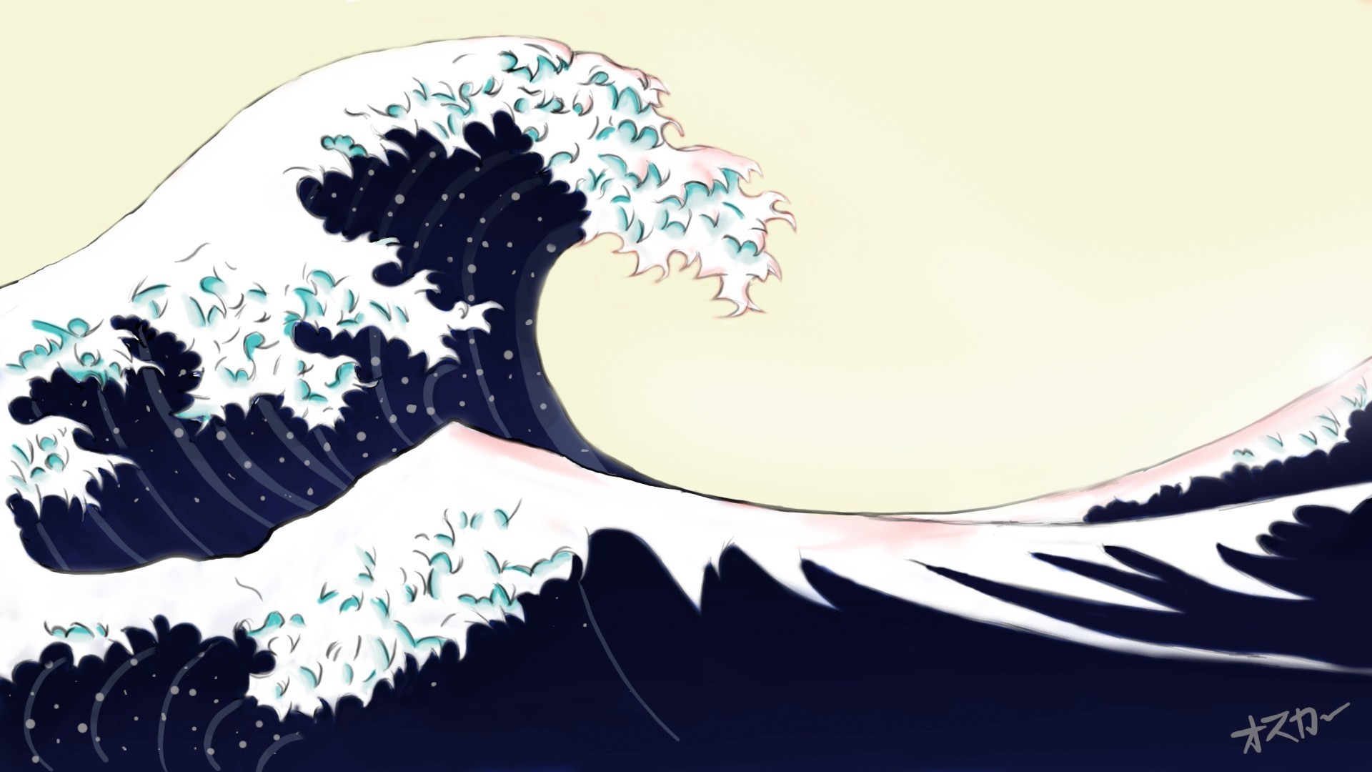 1920x1080 Great wave off kanagawa artwork blue ocean wallpaper