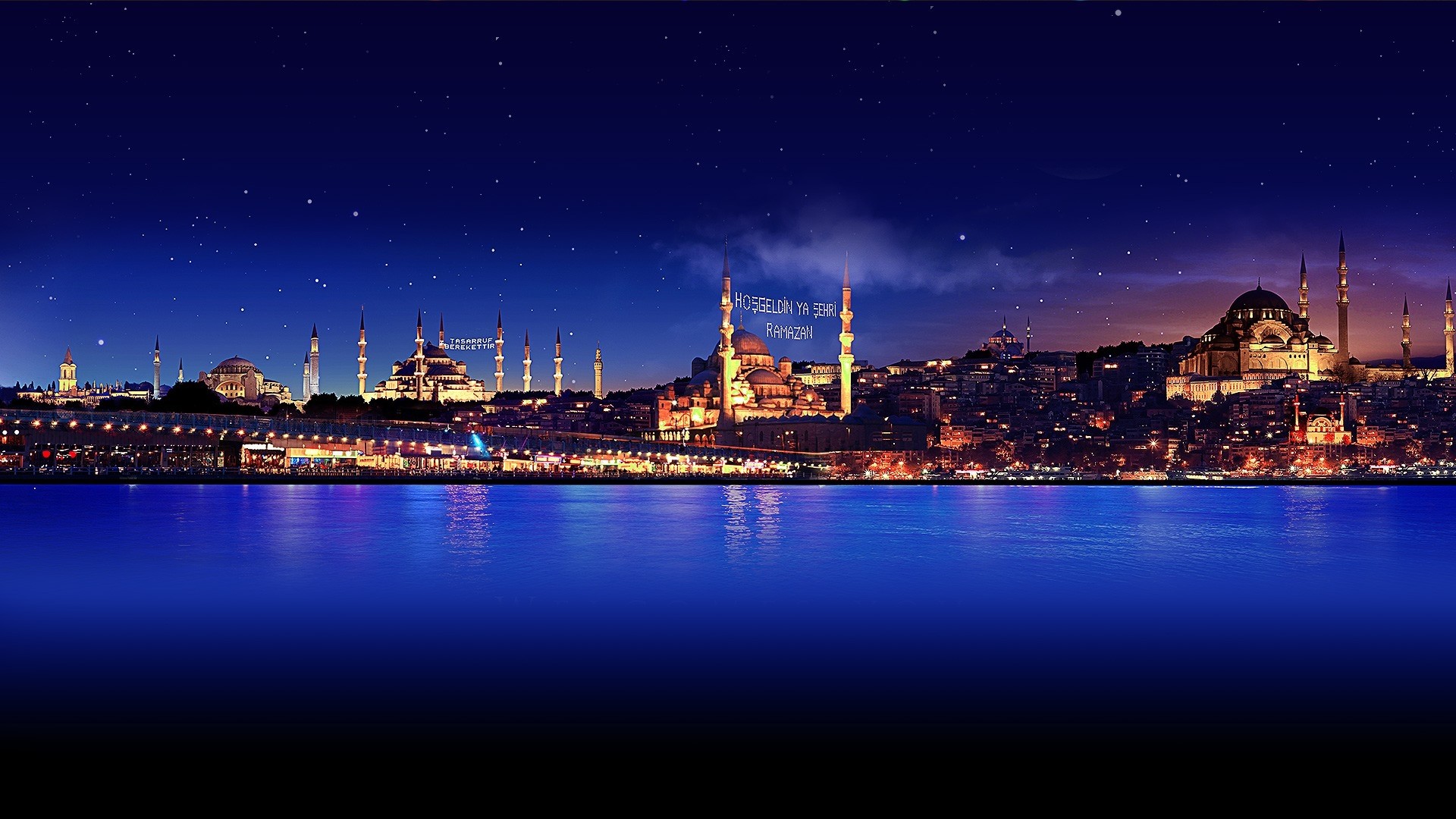 1920x1080 Night beautiful metropolis of Turkey HD Desktop Wallpaper