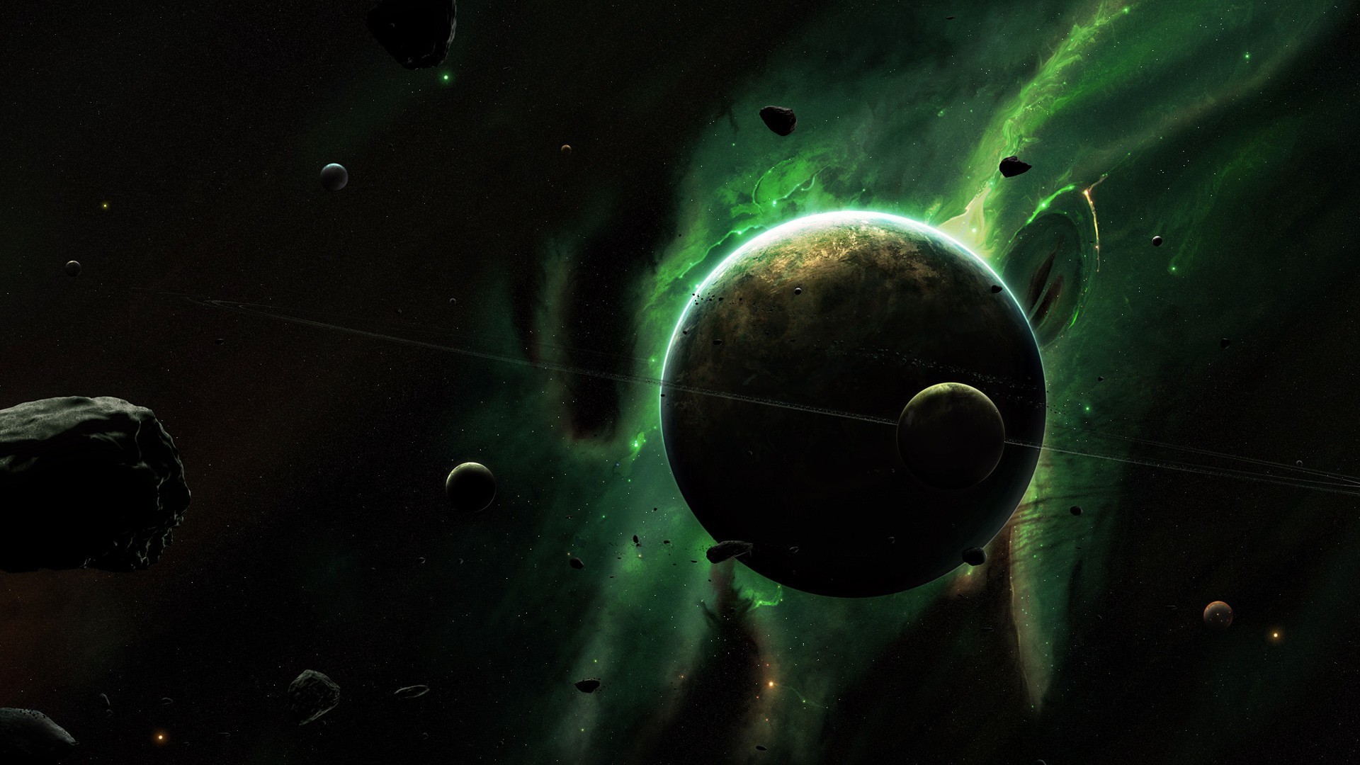 1920x1080 planet, Space, Nebula, Space Art, Green Wallpapers HD / Desktop and Mobile  Backgrounds