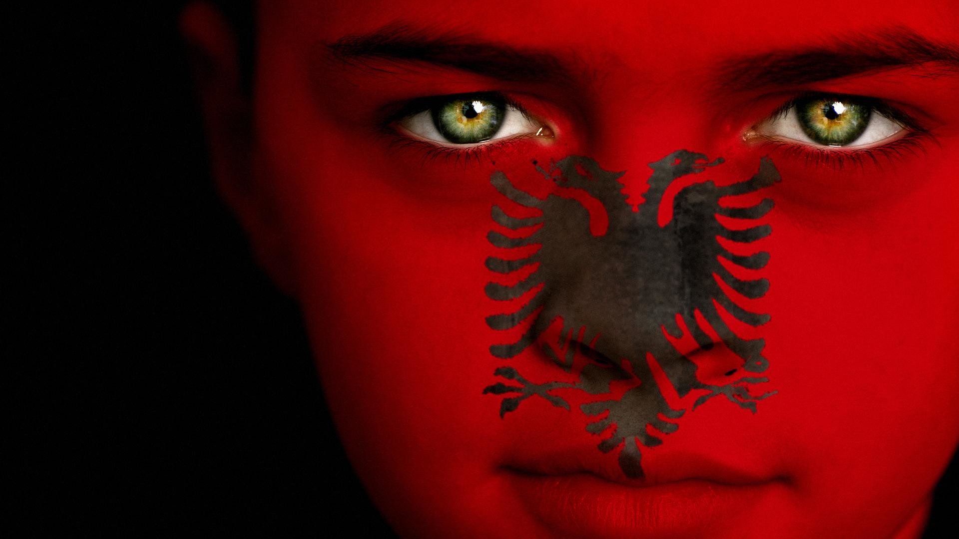 1920x1080 wallpaper.wiki-Albanian-Flag-in-Boy-Face-Wallpaper-
