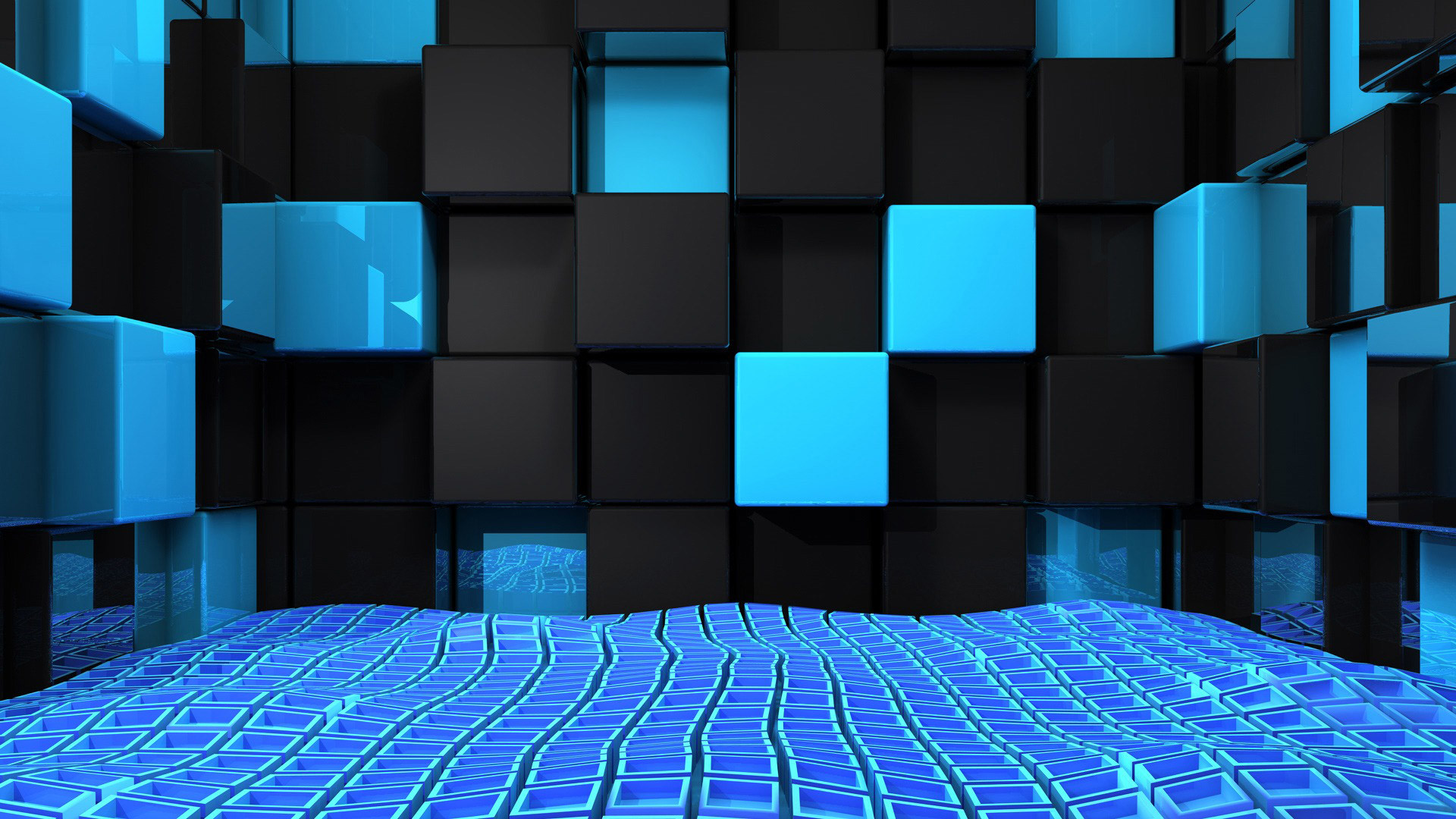 1920x1080 3D-Blue-and-Black-Cubes-Desktop-Background-HD. 3d WallpaperLaptop ...