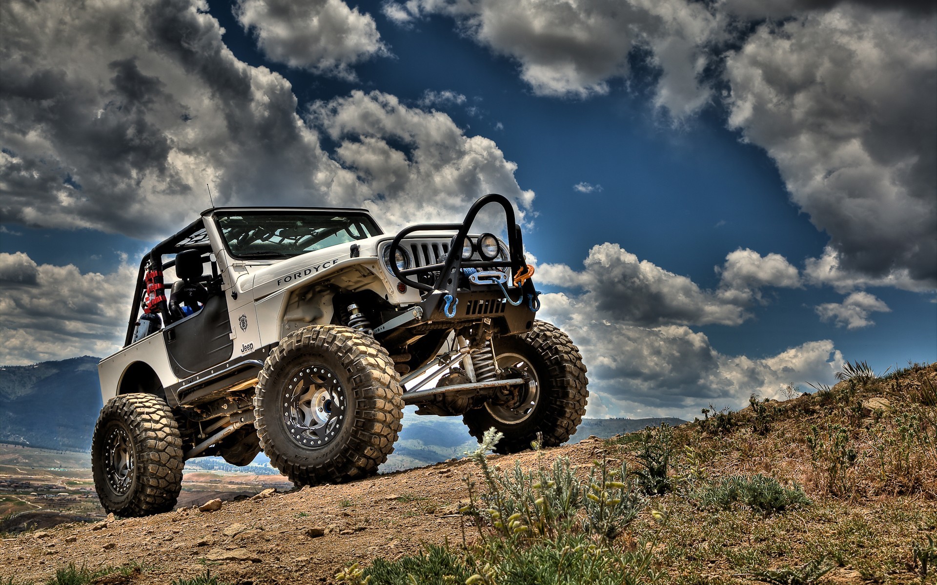 1920x1200 nature cars Jeep HDR photography skyscapes Jeep Wrangler /   Wallpaper