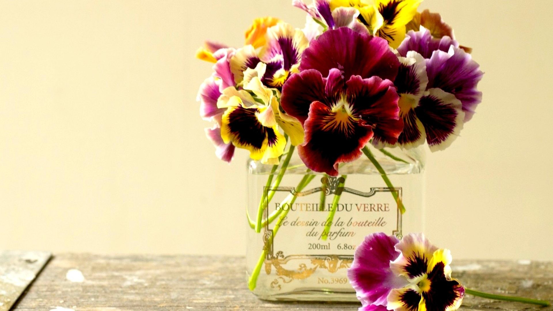 1920x1080 Bouquet Vase Pretty Flower Pansies Hd Background - 1920x1200