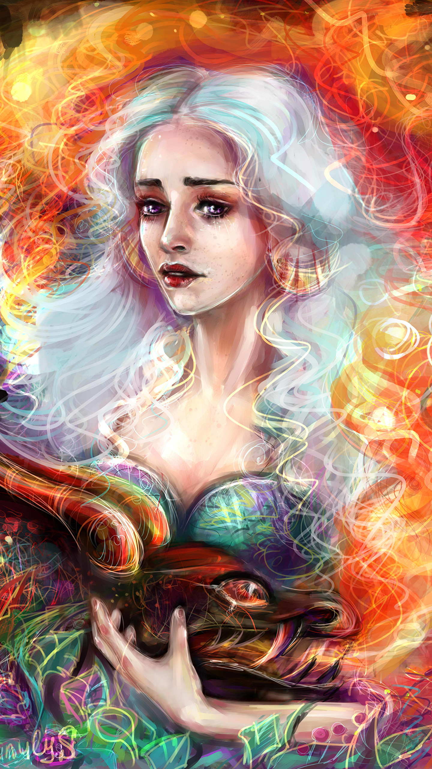 1440x2560 Wallpapers Game of Thrones Daenerys Targaryen Emilia Clarke Blonde girl  Girls Fantasy Movies Painting Art 