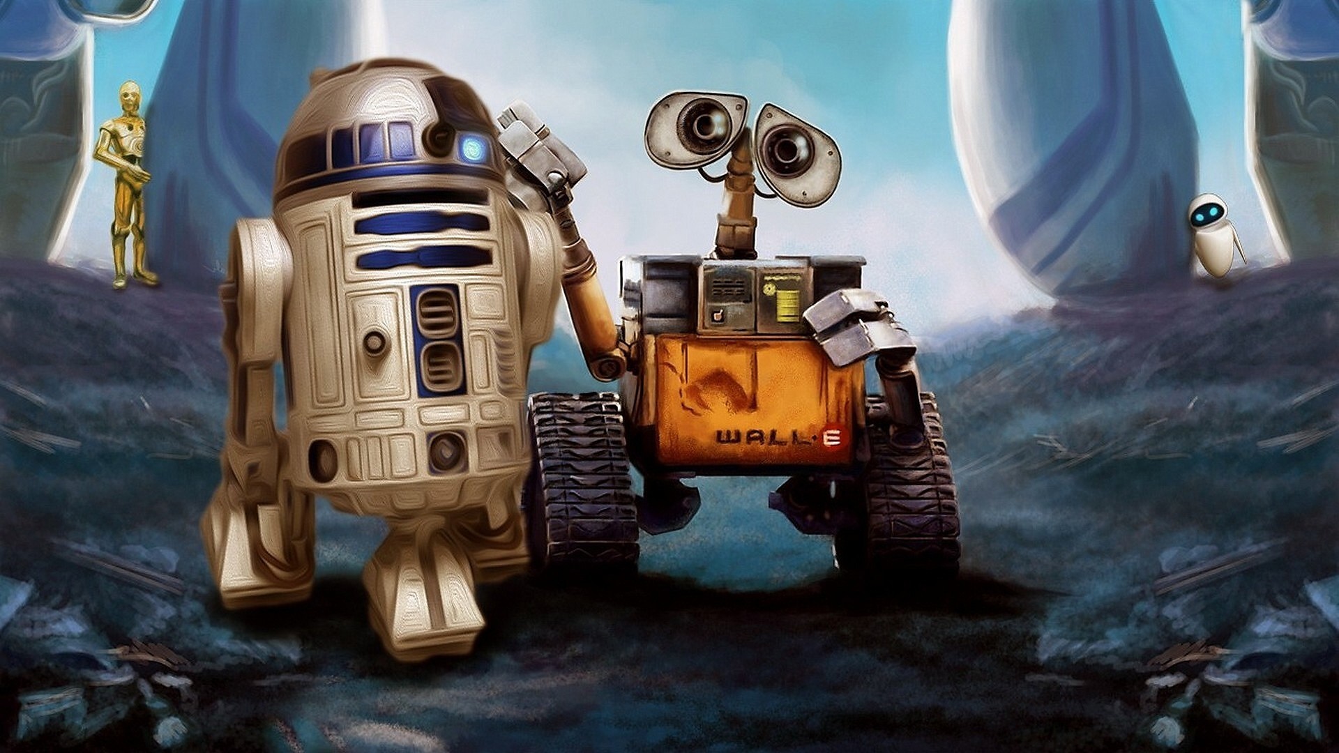 1920x1080 WALLÂ·E, Pixar Animation Studios, Star Wars, Robot, Movies, R2 D2, Crossover Wallpapers  HD / Desktop and Mobile Backgrounds