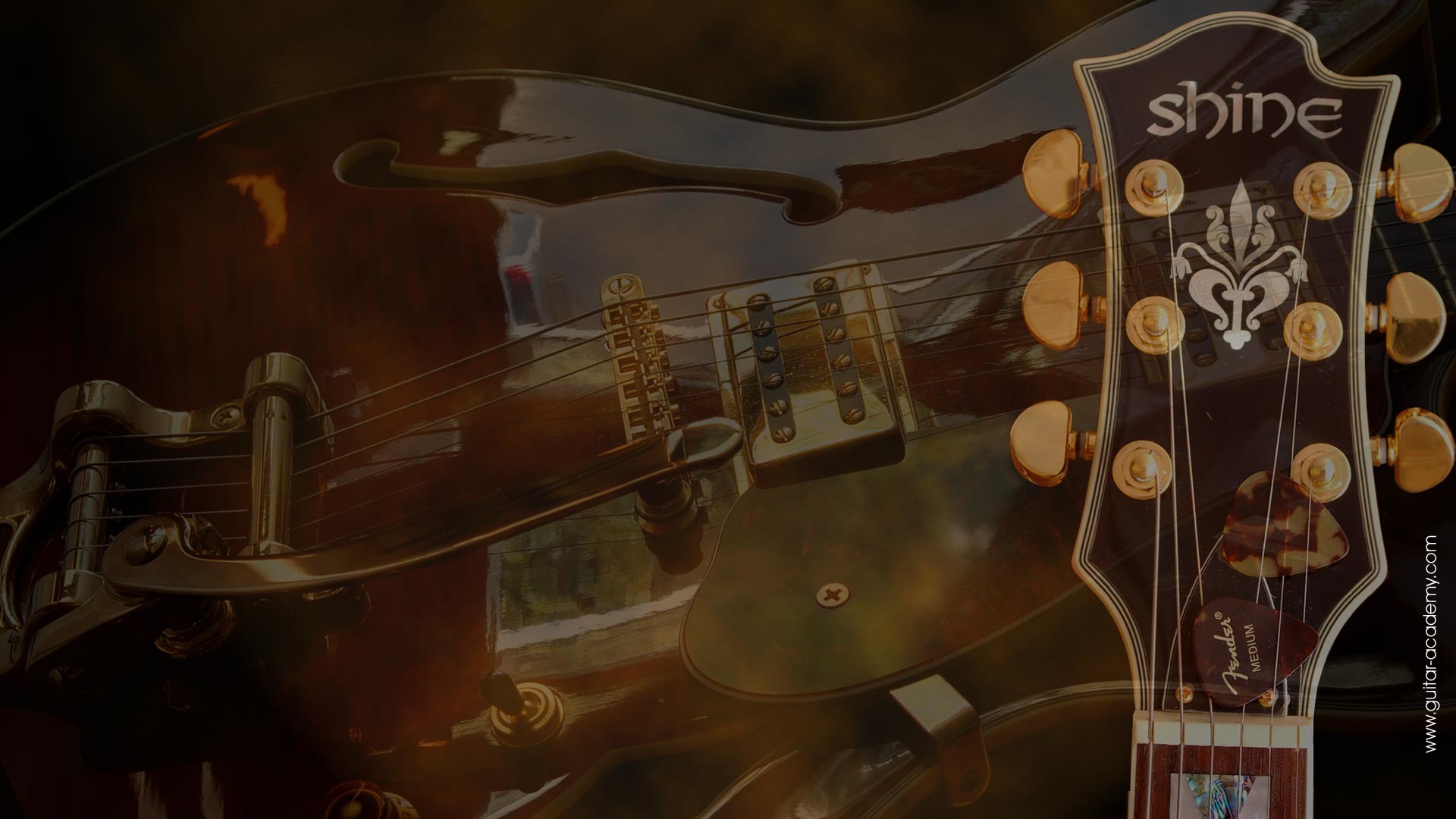 1920x1080 Guitar wallpaper, Shine semi-acoustic guitar, Gibson style