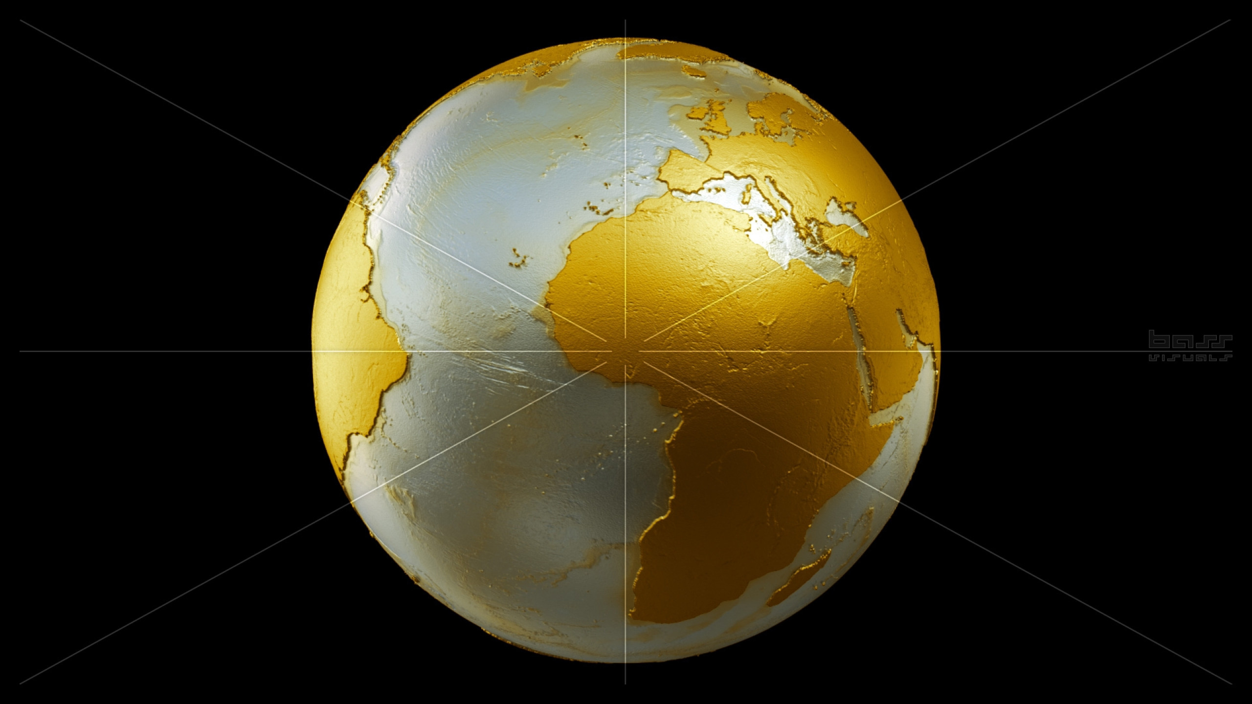 2560x1440 Preview wallpaper earth, globe, planet, gold 