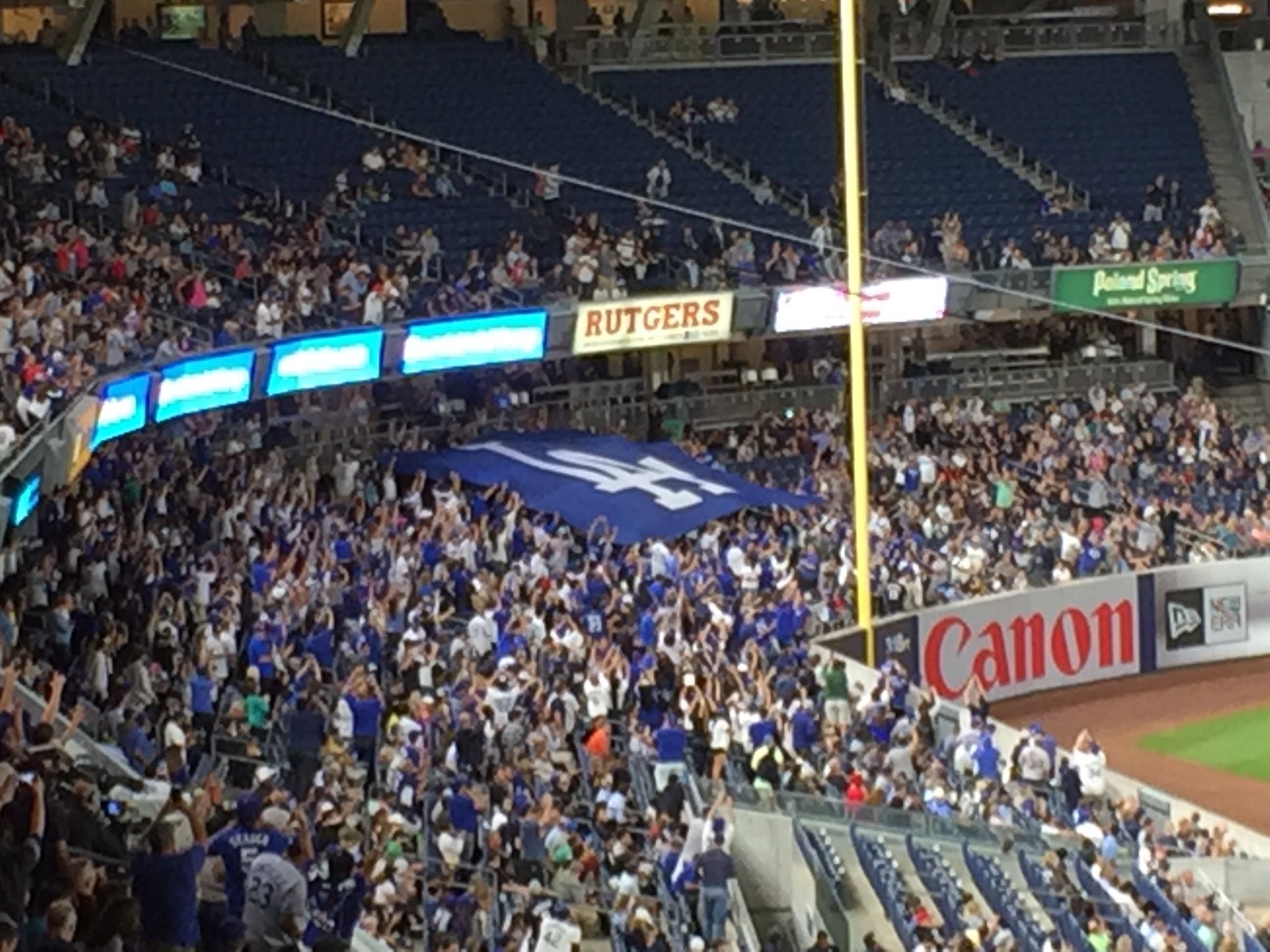 2048x1536 WATCH Wild Dodgers fans mock Yankee Stadium roll call hoist huge