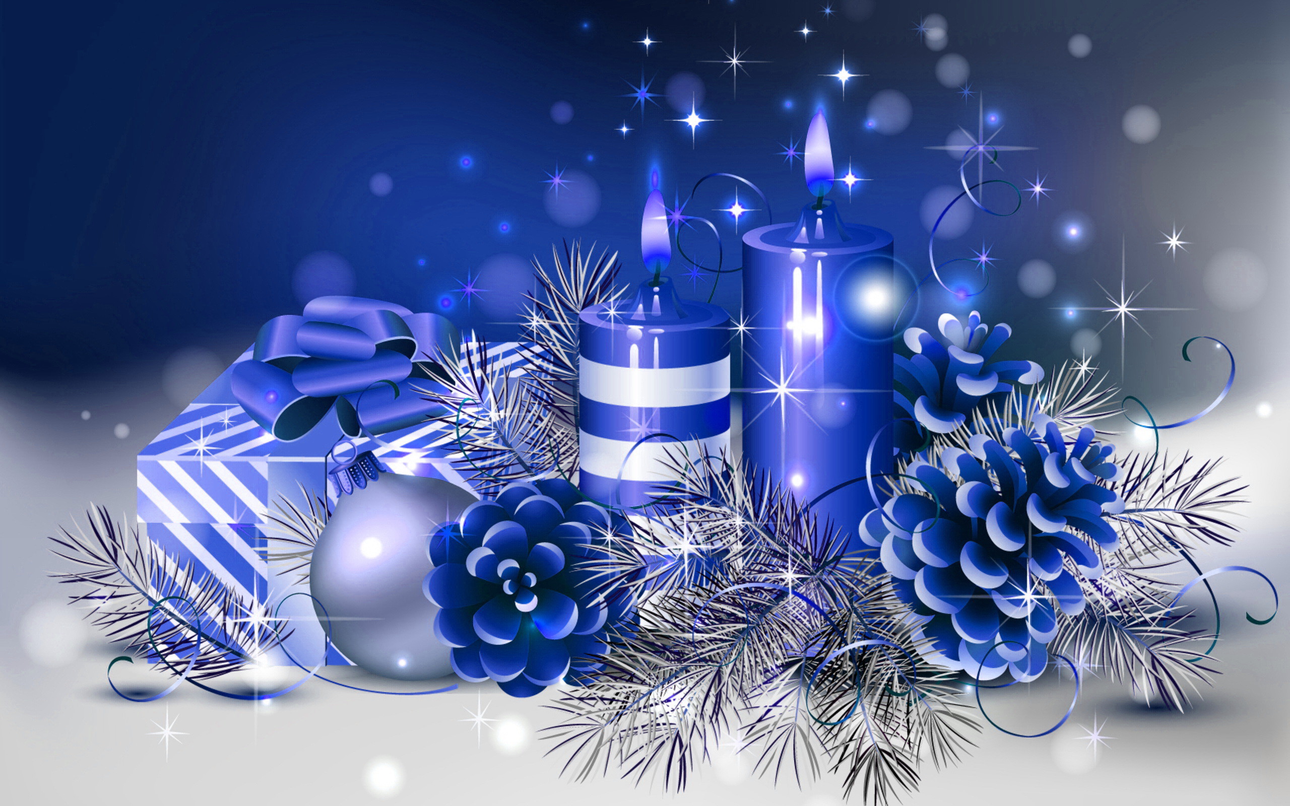 2560x1600 Cool Blue Christmas Ornaments Wallpaper 14 - 2560 X 1600