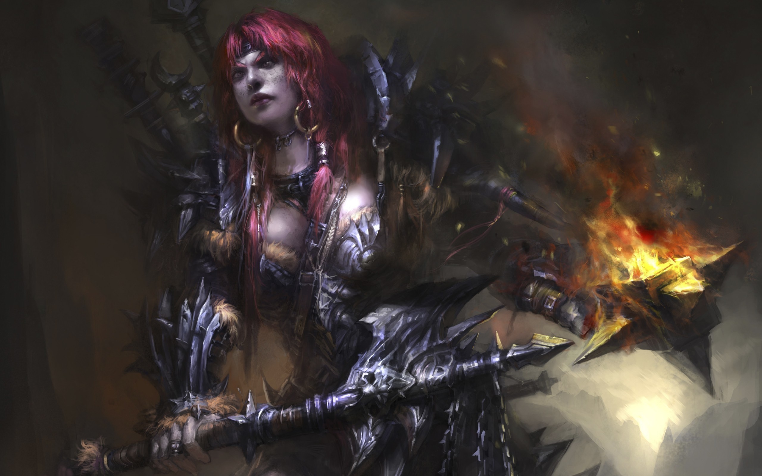 2560x1600 Women video games redheads fantasy art armor barbarian artwork diablo iii  Wallpaper