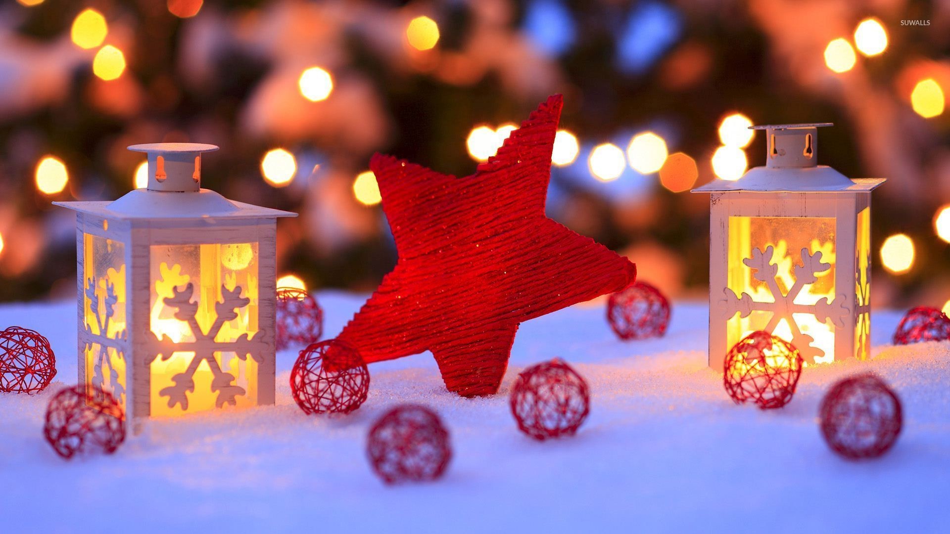 1920x1080 Red star in the snow by the candles wallpaper Â· Holidays Â· Christmas Â· Star  Â· Candle Â·  ...