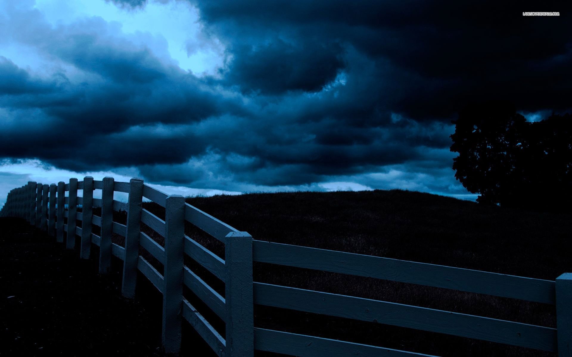 1920x1200 White Fence Under The Dark Sky