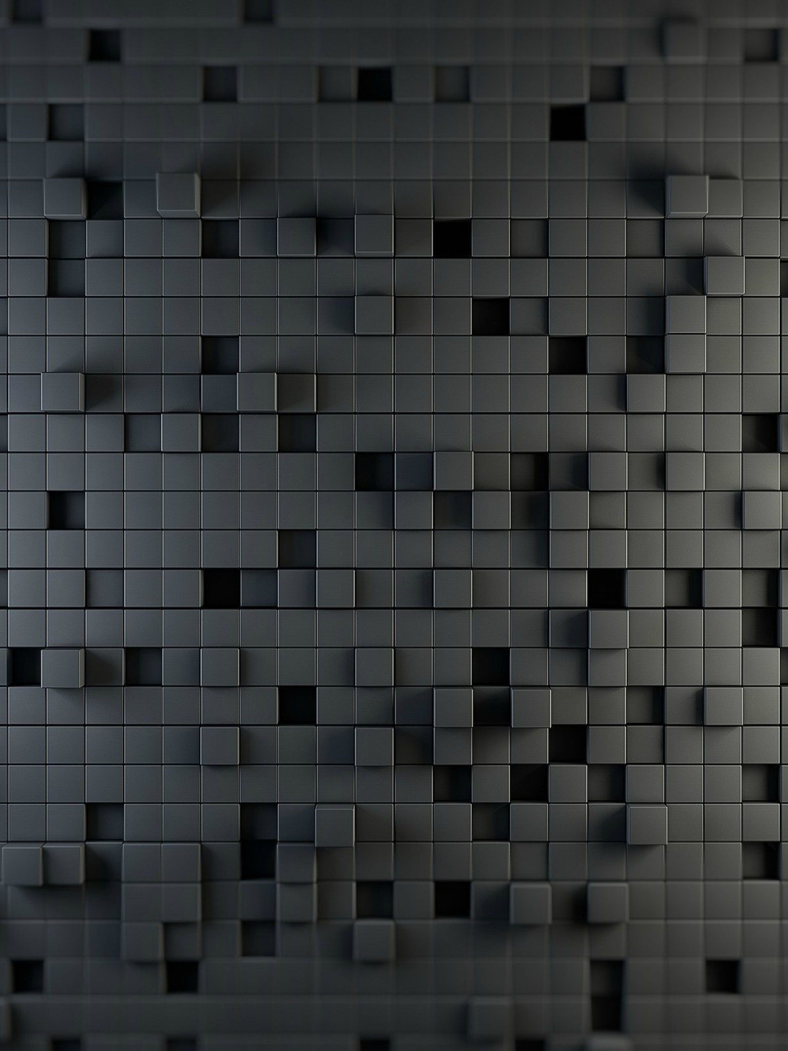 1536x2048 Download 3D & Geometric Black Cube Wallpaper