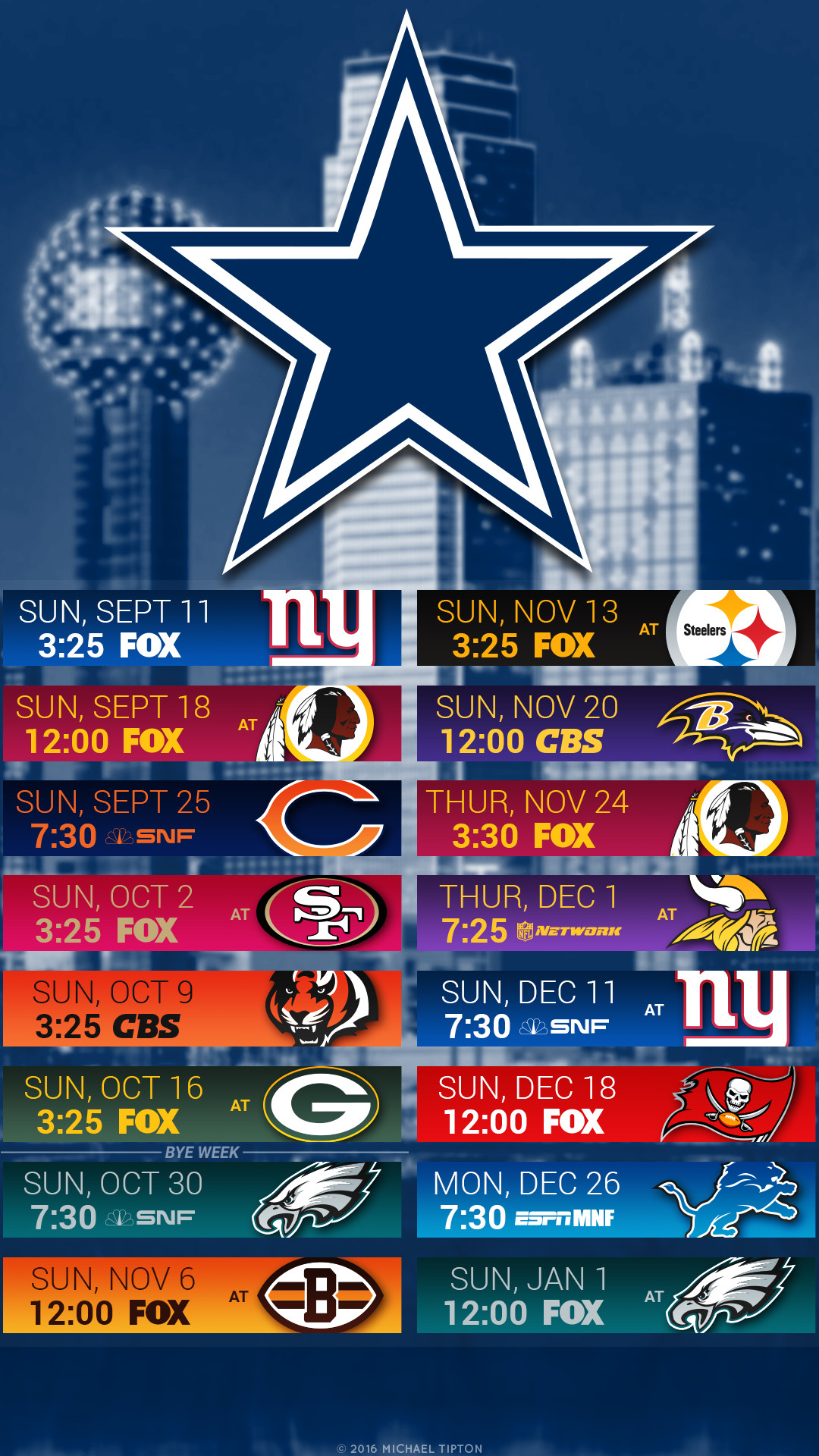 1080x1920 Dallas Cowboys City Mobile Schedule Wallpaper