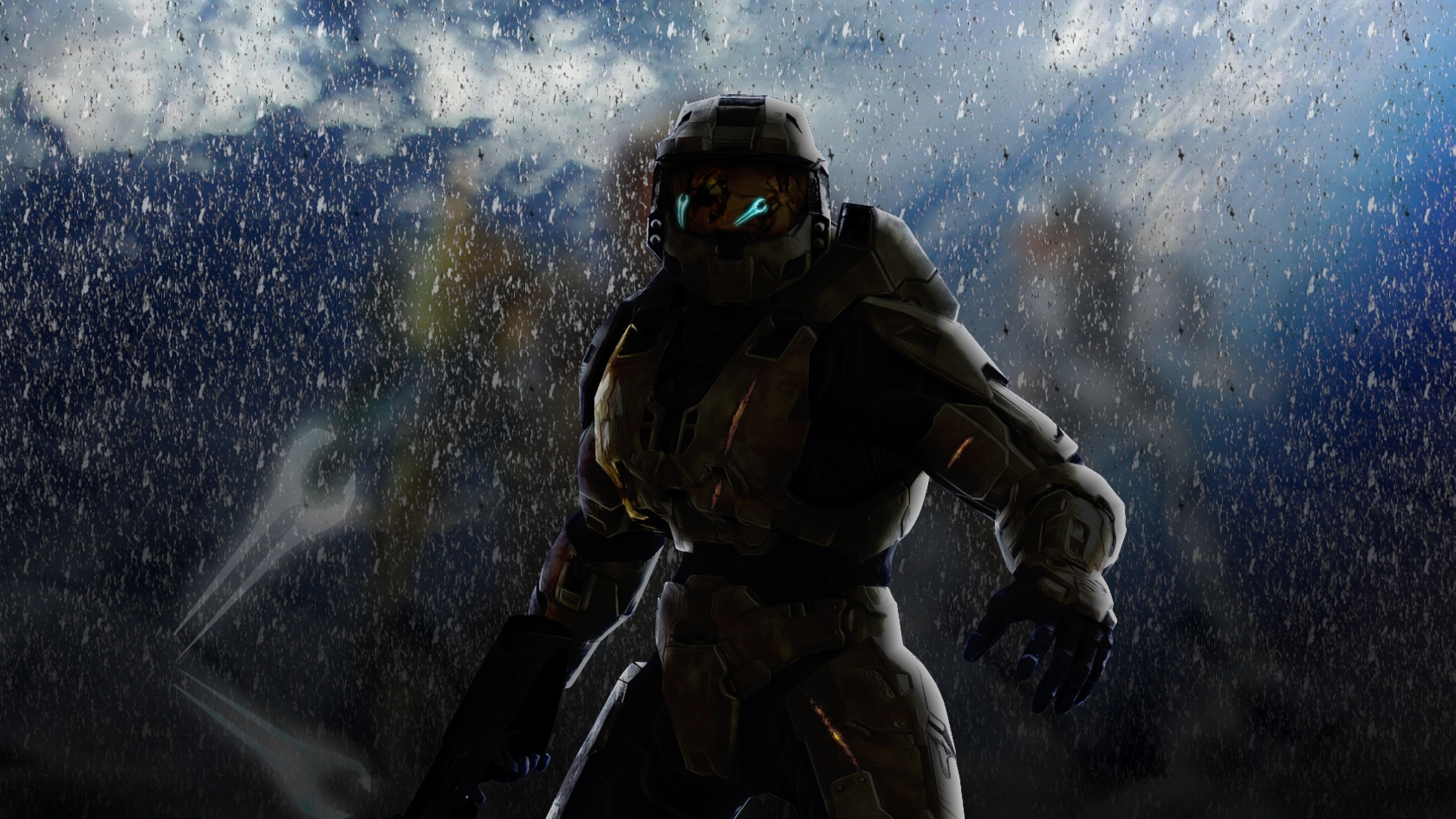 3840x2160 Preview wallpaper halo, soldier, armor, look 