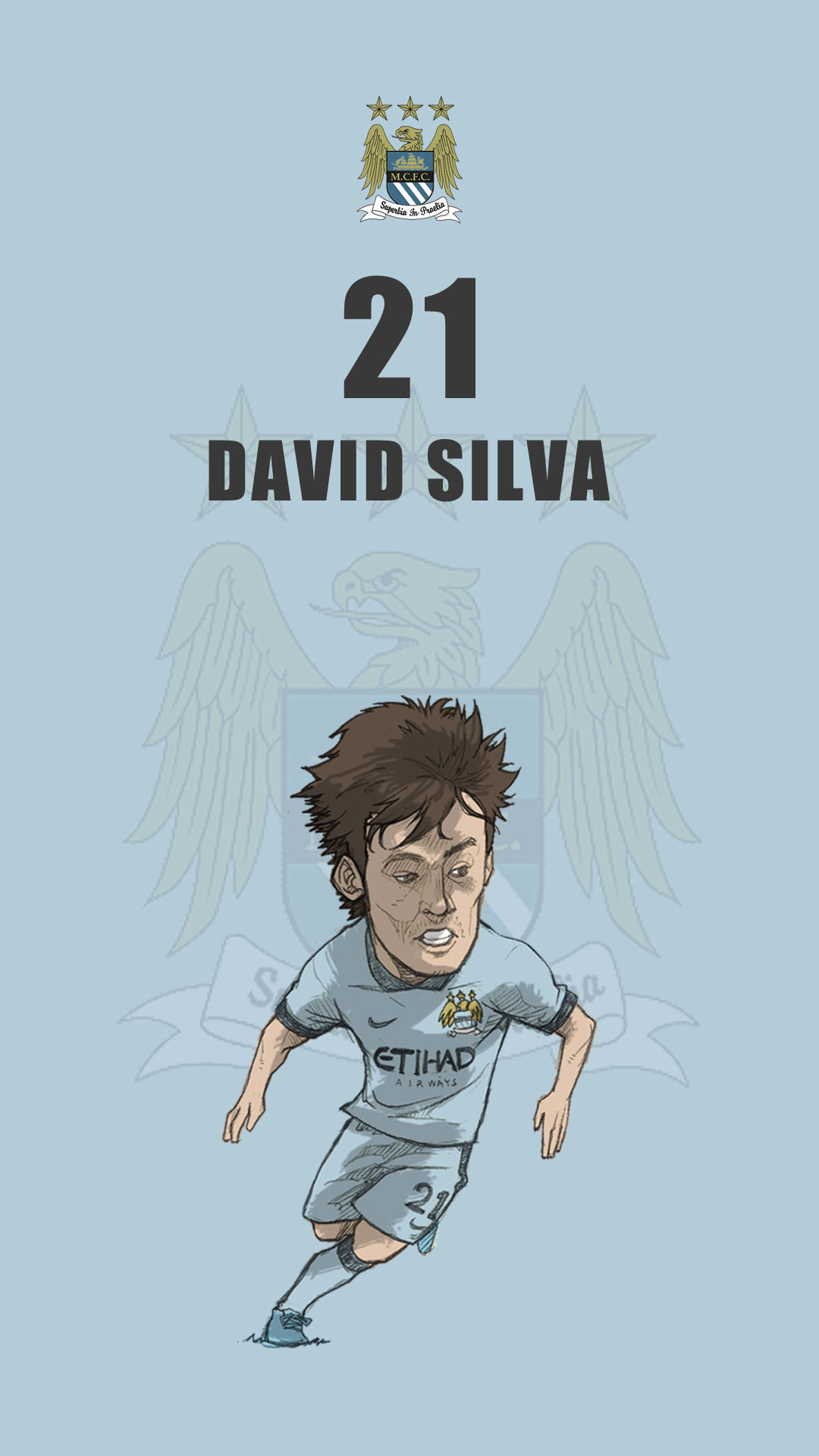 1080x1920 Manchester city fan art mobile wallpaper "David Silva"
