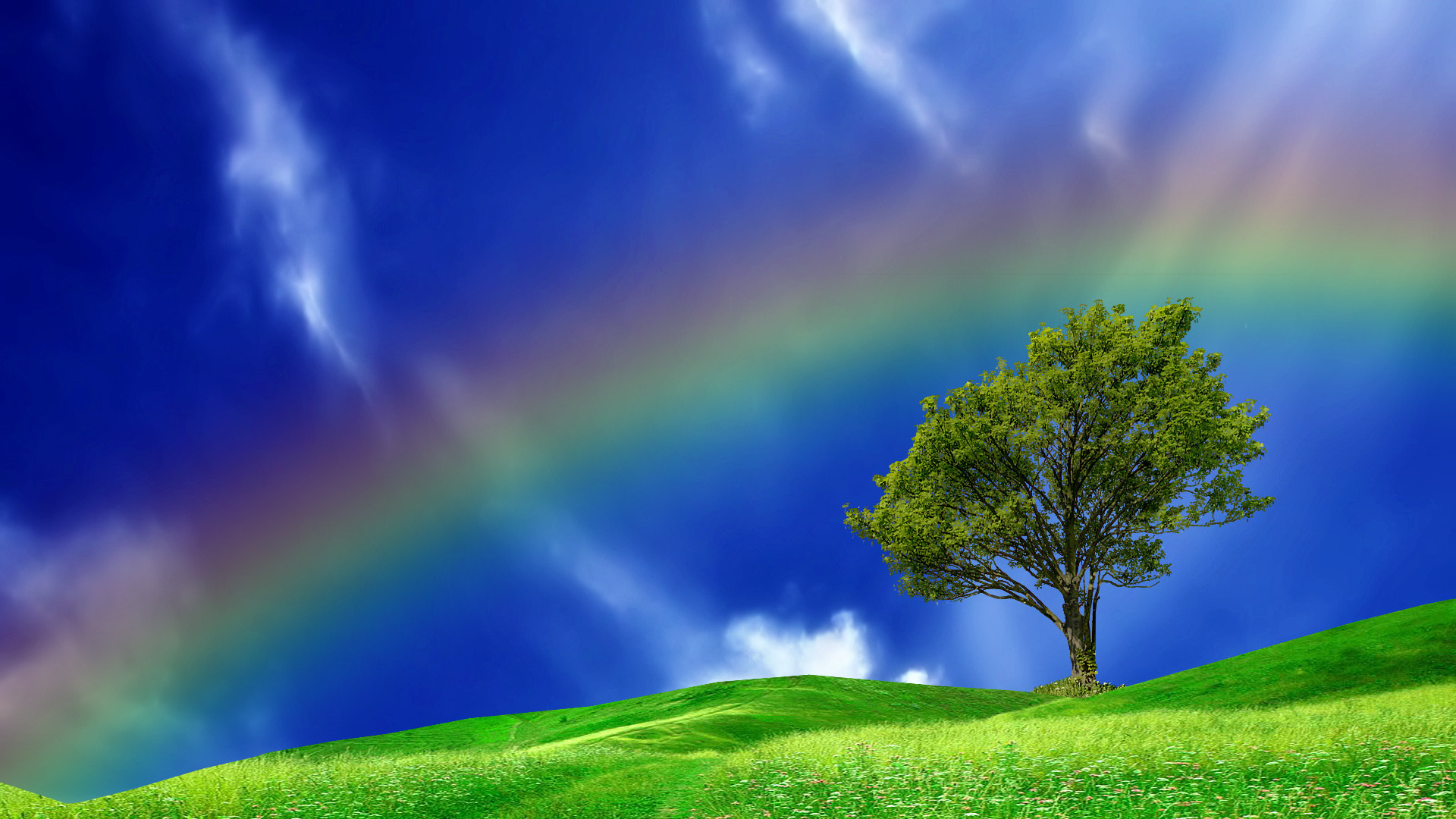 1920x1080 Magnificent Rainbow In A Blue Sky Hd Desktop Background HD wallpapers