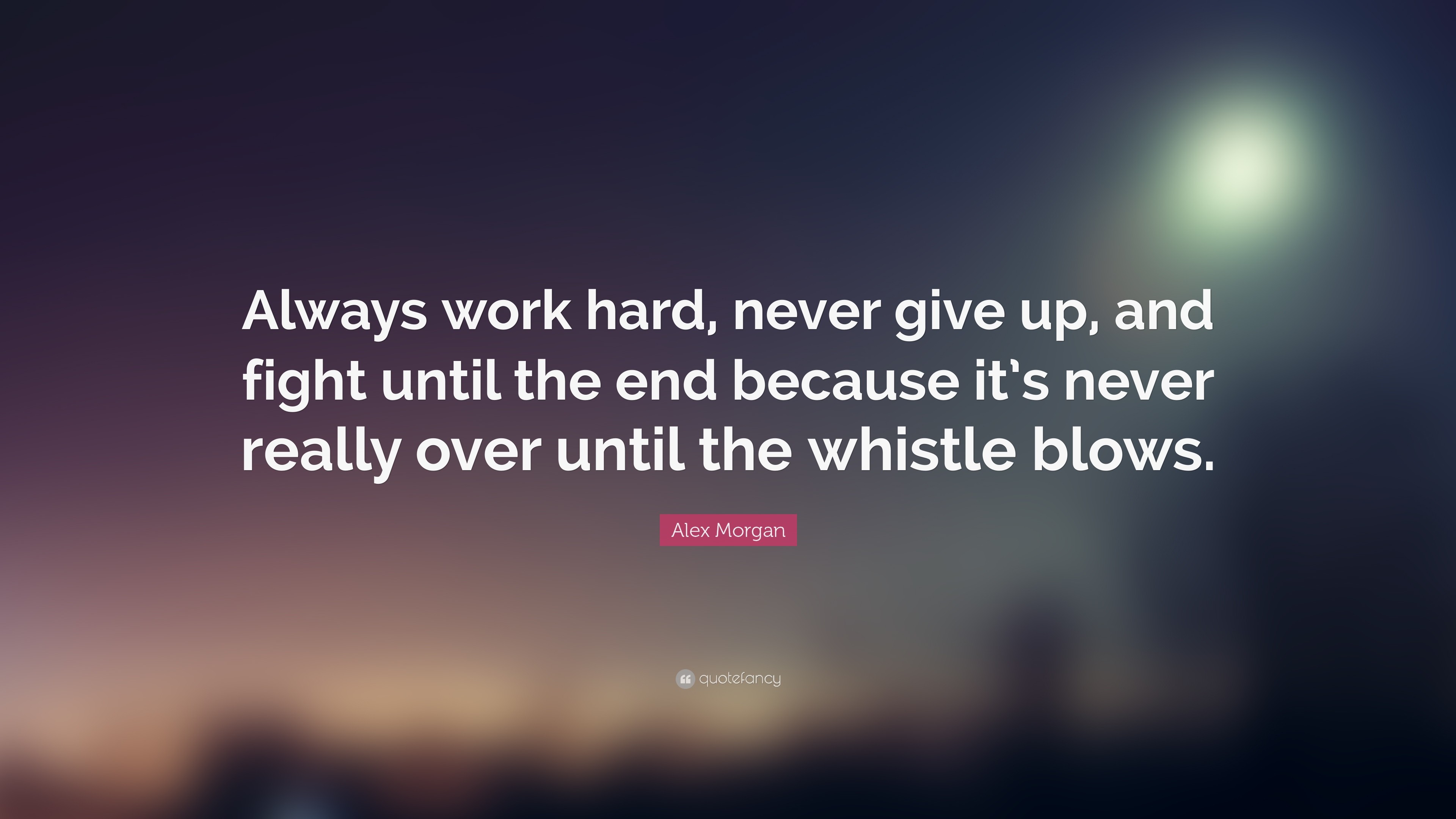 3840x2160 Alex Morgan Quote: “Always work hard, never give up, and fight until