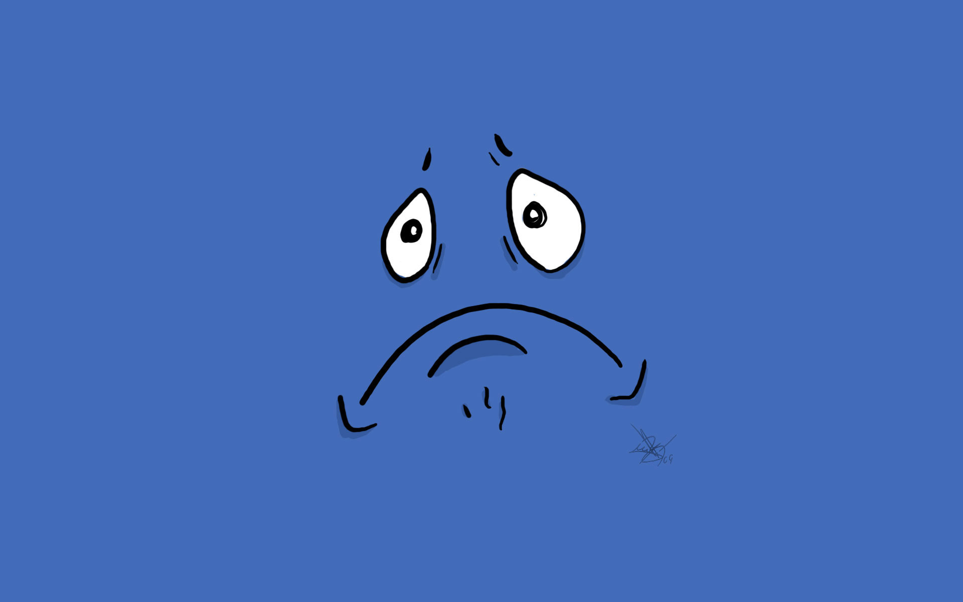 1920x1200 Cute Sad Face Wallpaper with Blue Background