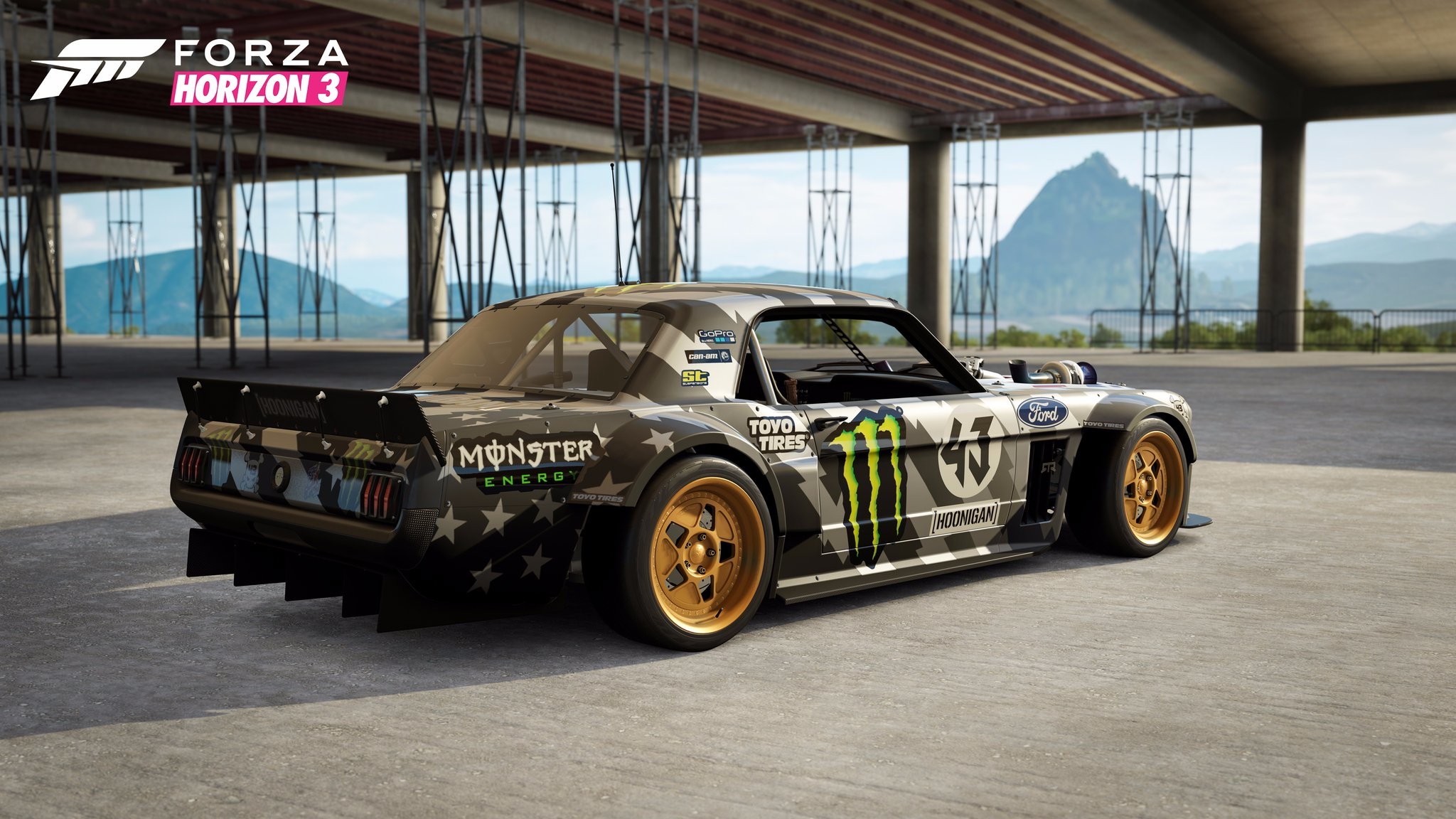 2048x1152 The Hoonigan Car Pack is available now for Forza Horizon 3, and includes  the 1965 Hoonigan Ford 'Hoonicorn' Mustang, 1979 Hoonigan Baldwin  Motorsports ' ...