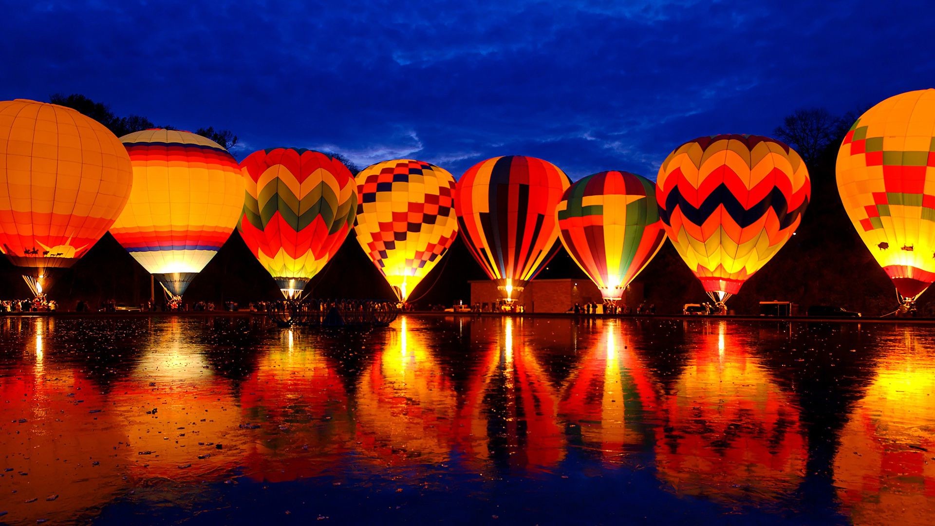 1920x1080 Glowing Parachutes Reflections Fhd Wallpaper. Hot Air Balloon Ride Hd  Wallpaper