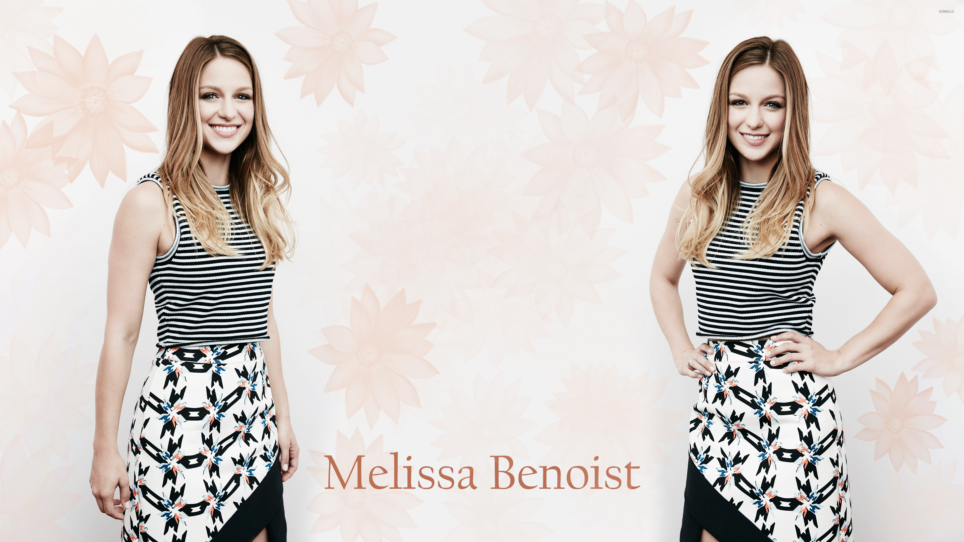 3840x2160 Melissa Benoist in a striped top wallpaper