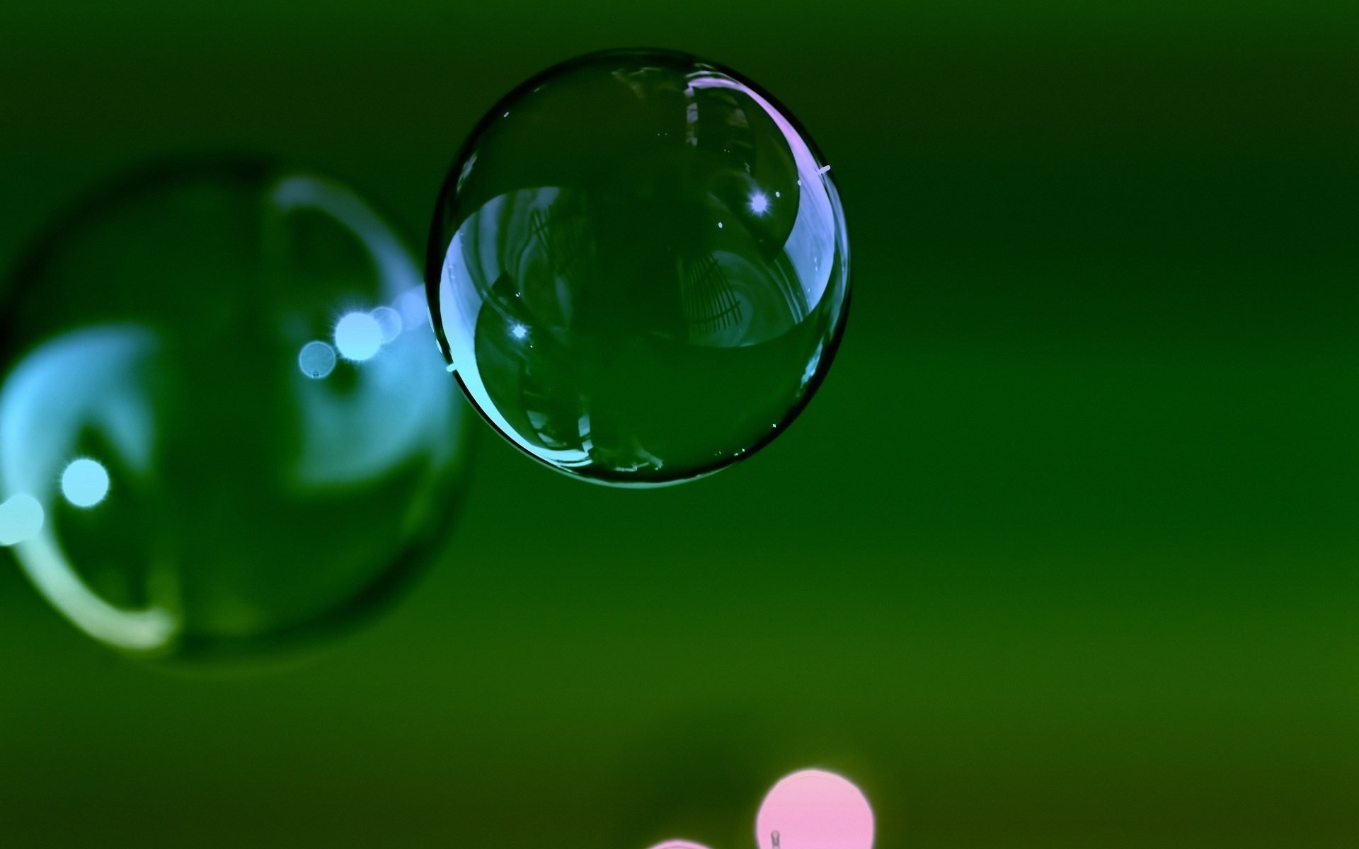 1920x1200 Abstract Bubbles on green background 3D wallpaper