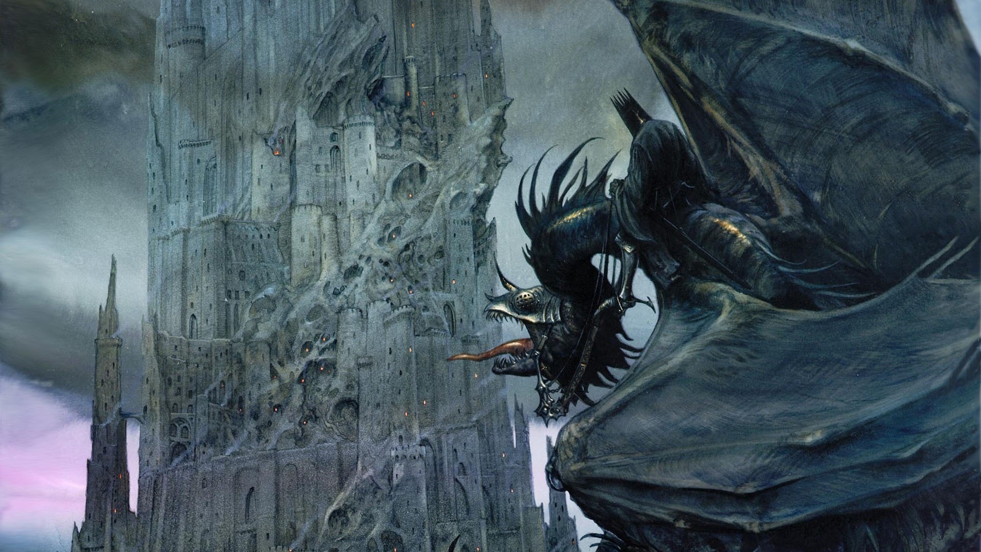1920x1080 digital Art, Fantasy Art, Barad dÃ»r, The Lord Of The Rings, Dragon