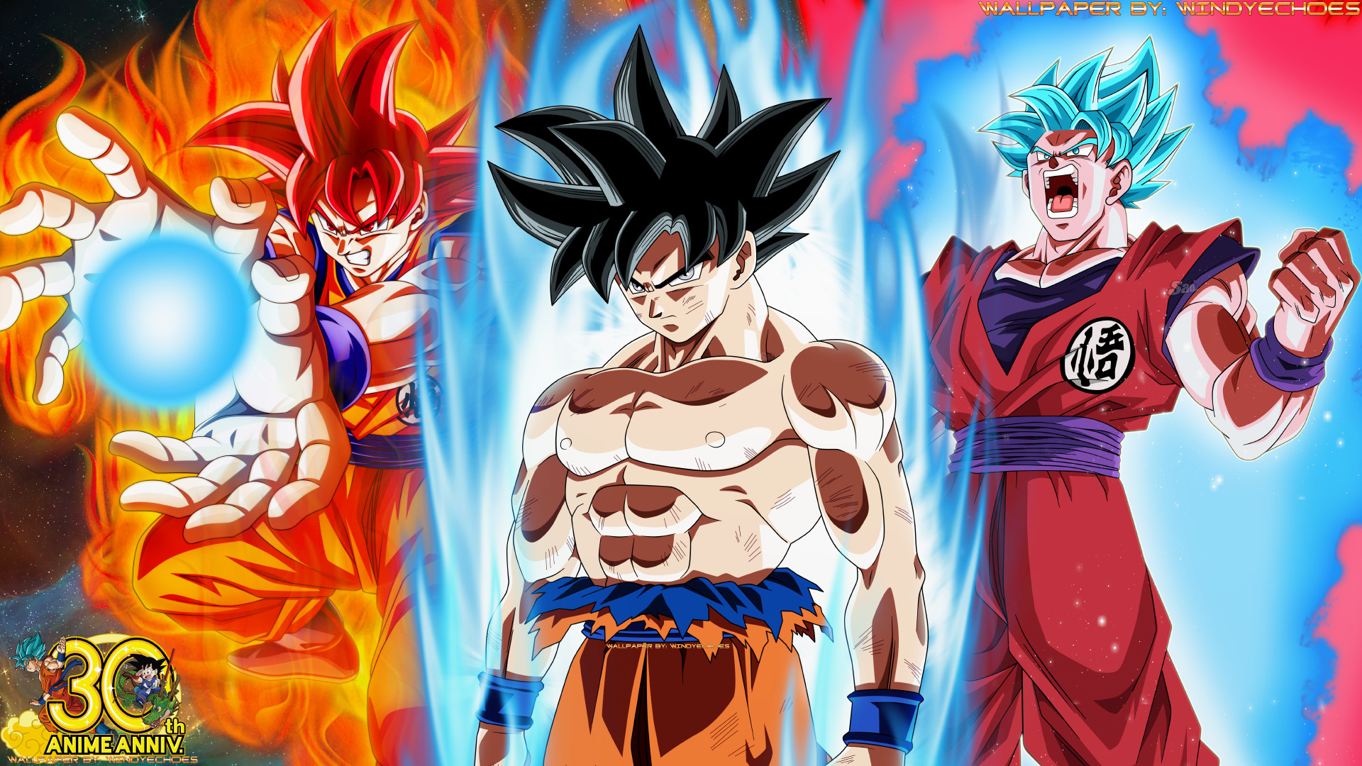 1920x1080 ... Goku Super Saiyan God - All Three Transformations by WindyEchoes