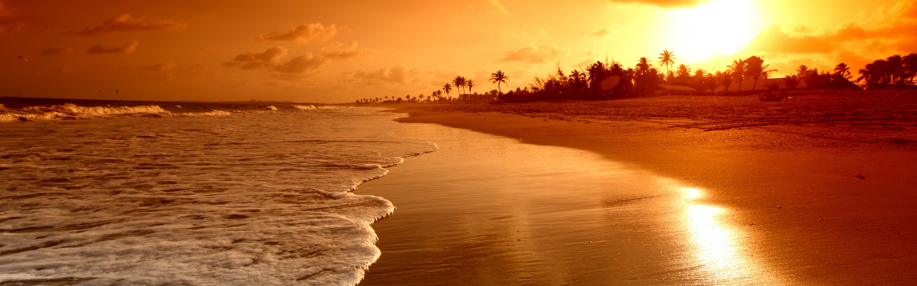3840x1200 wallpaper.wiki-Beach-Sunrise-Panoramic-Image-PIC-WPD001351