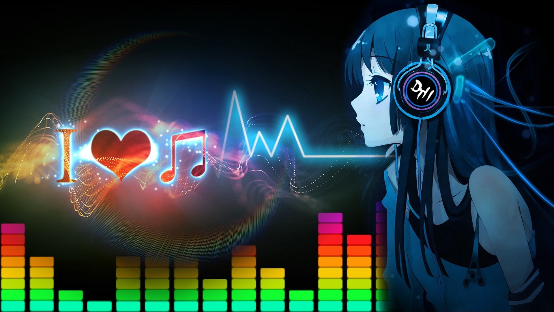 anime girl listening to music live wallpaper